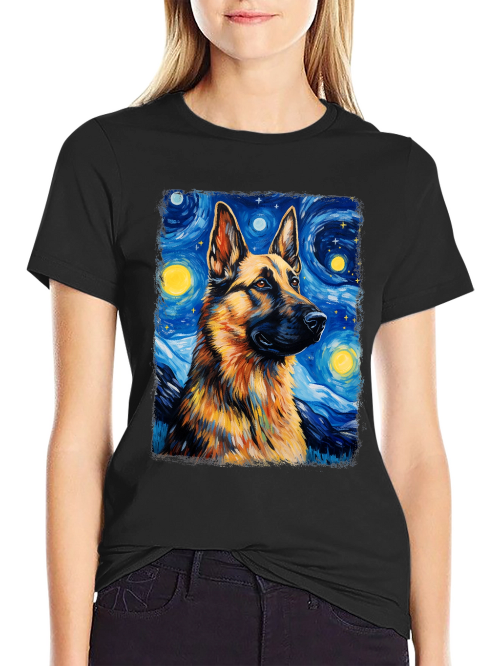 Starry Night German Shepherd Graphic Tee