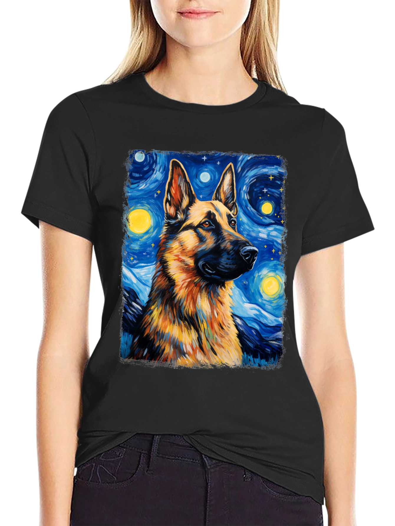 Starry Night German Shepherd Graphic Tee