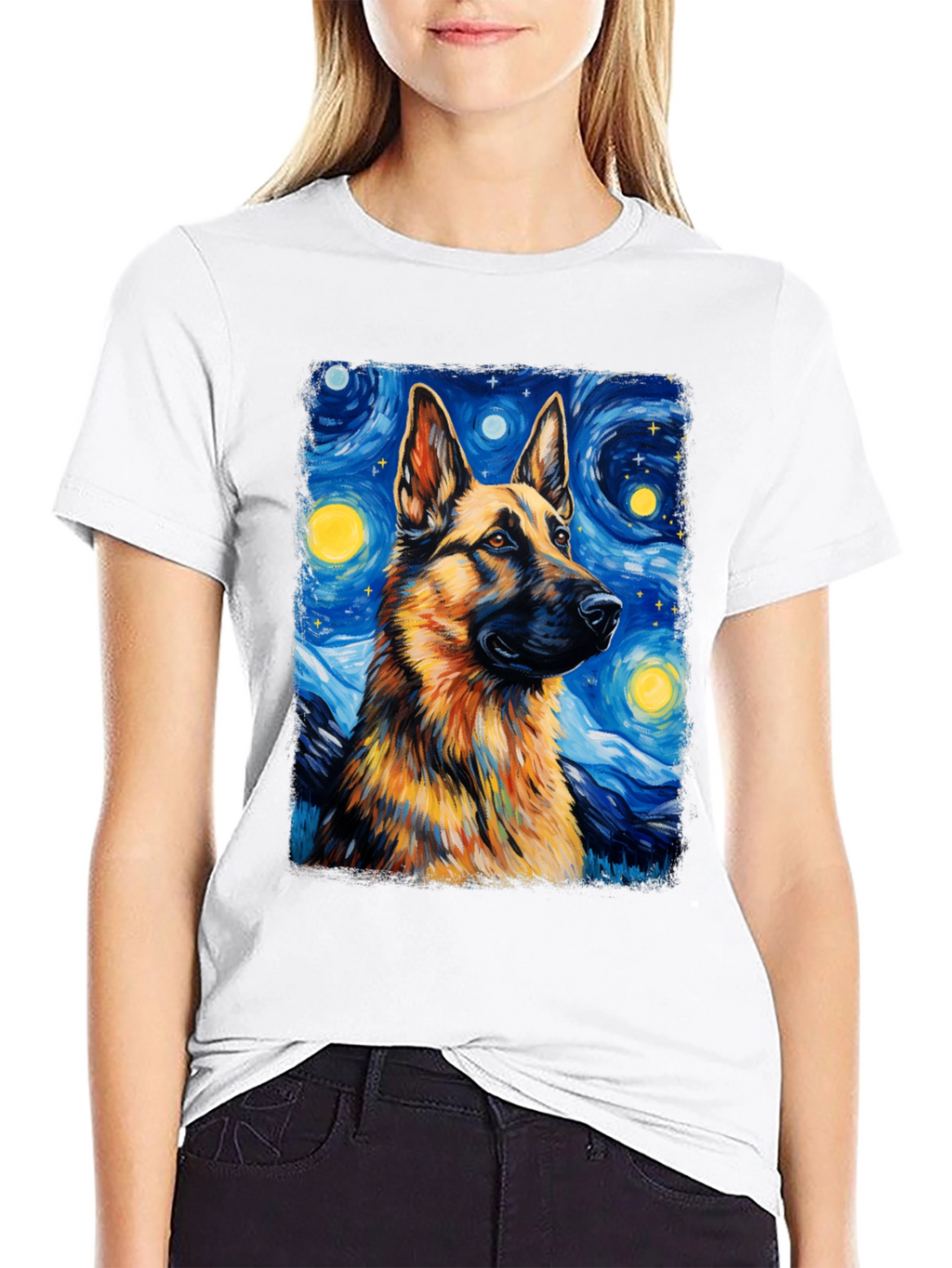 Starry Night German Shepherd Graphic Tee
