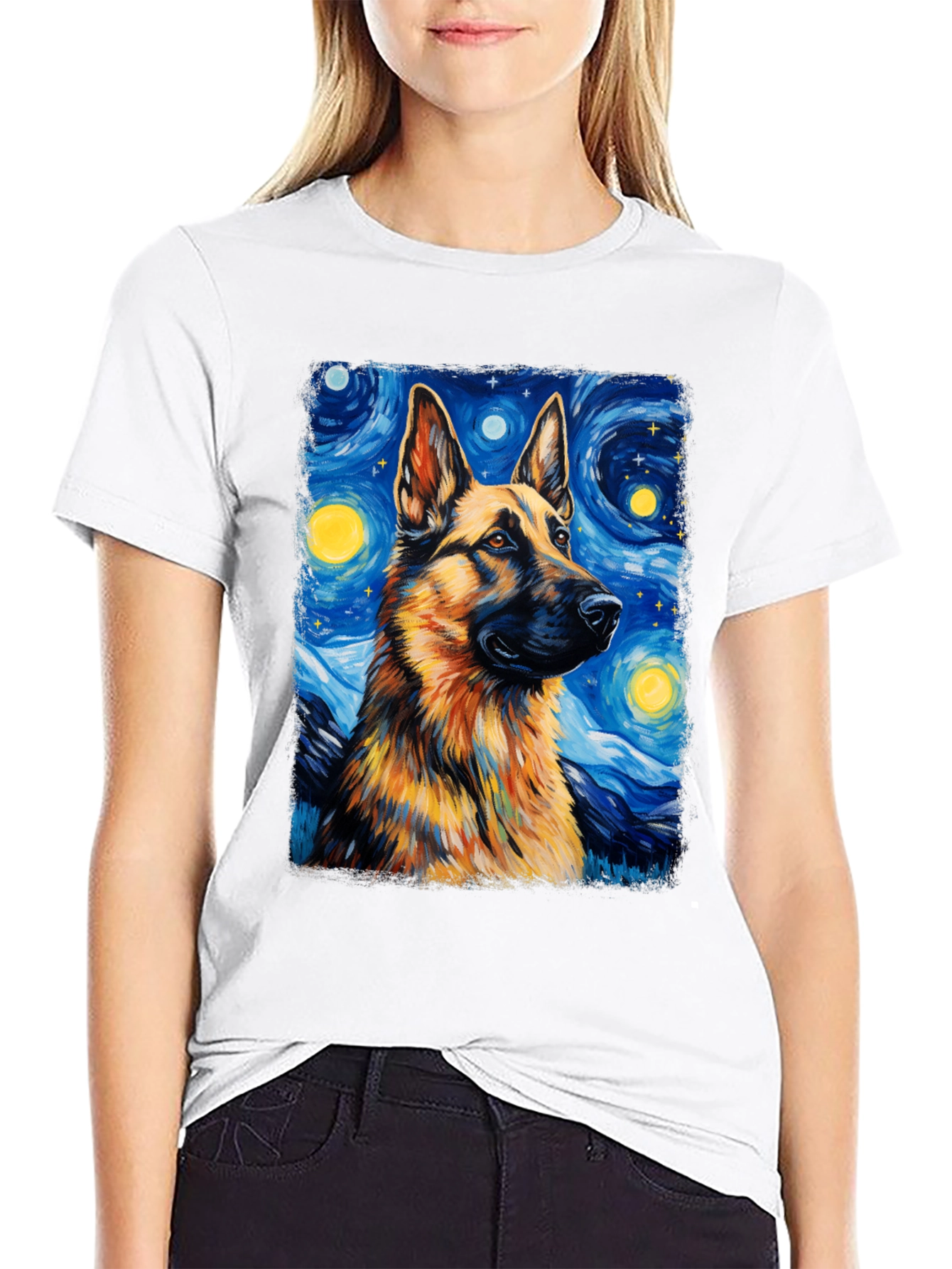 Starry Night German Shepherd Graphic Tee