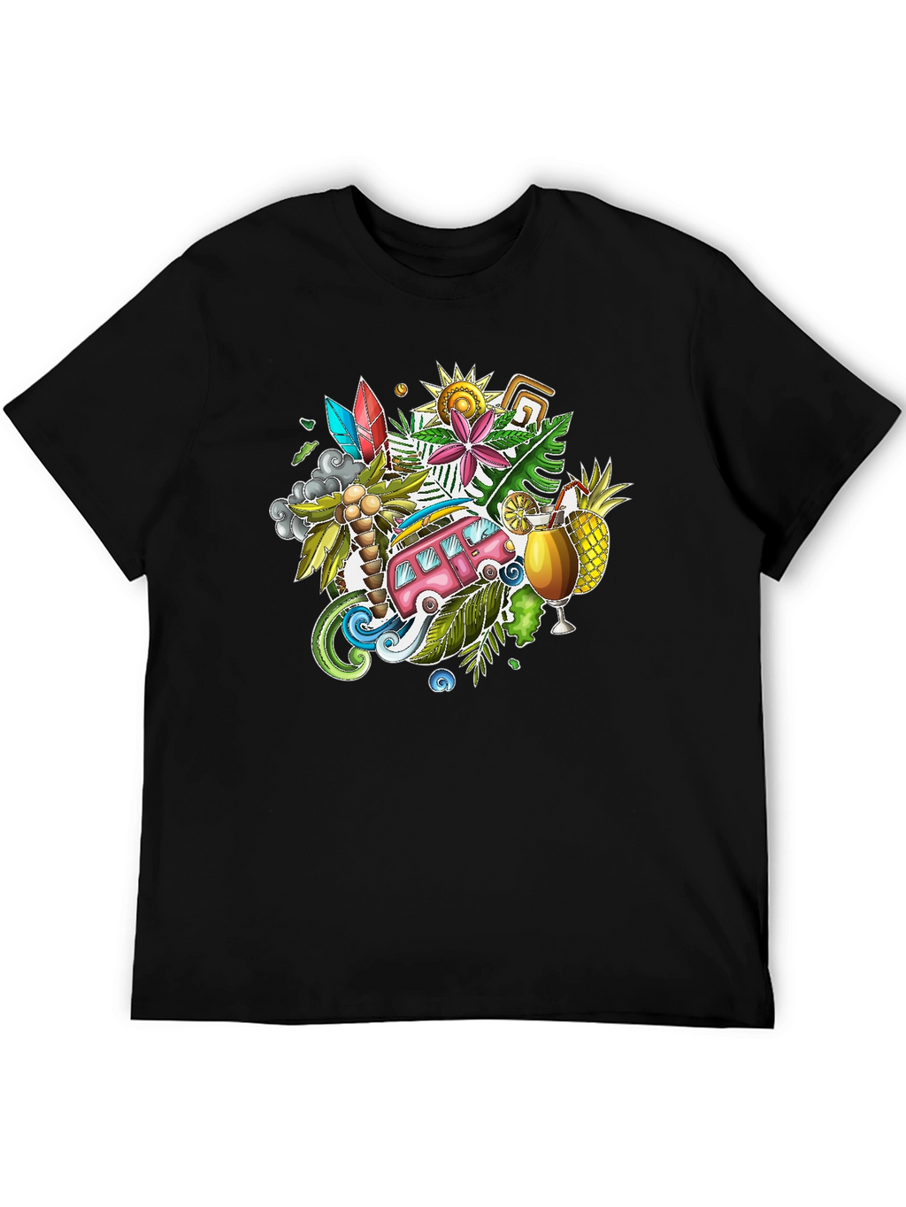 Tropical Island Vibes Graphic T-Shirt