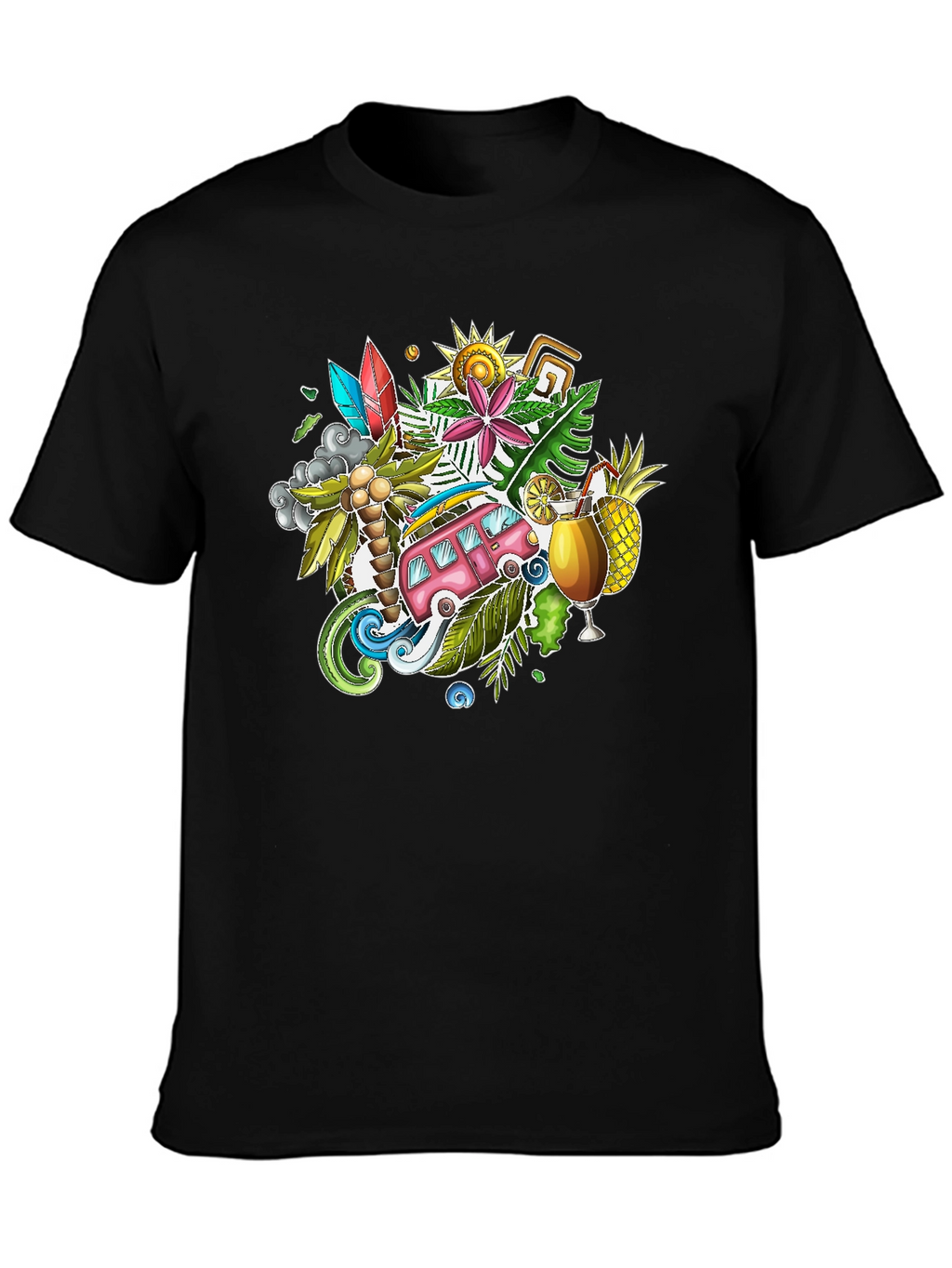 Tropical Island Vibes Graphic T-Shirt