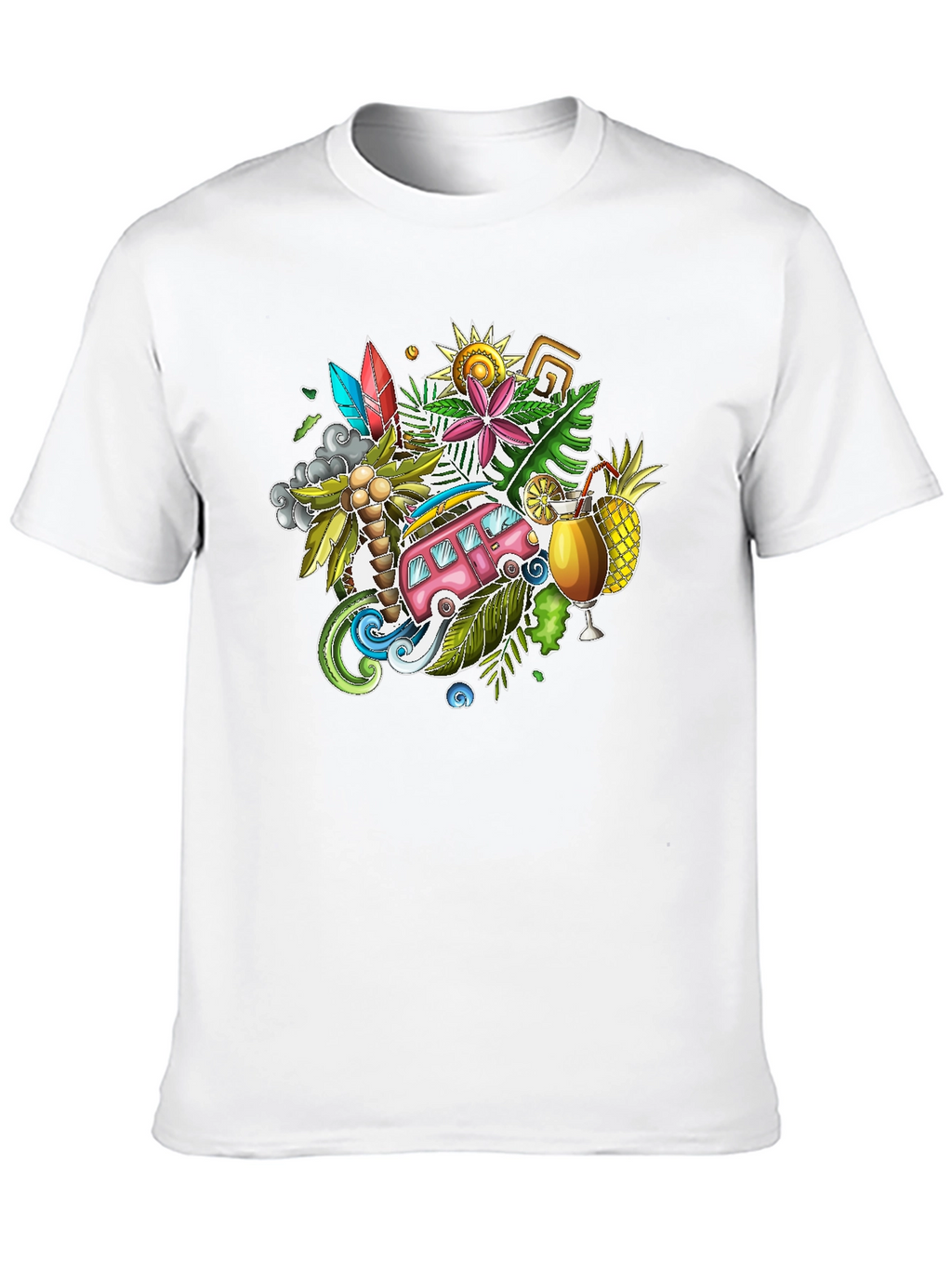 Tropical Island Vibes Graphic T-Shirt