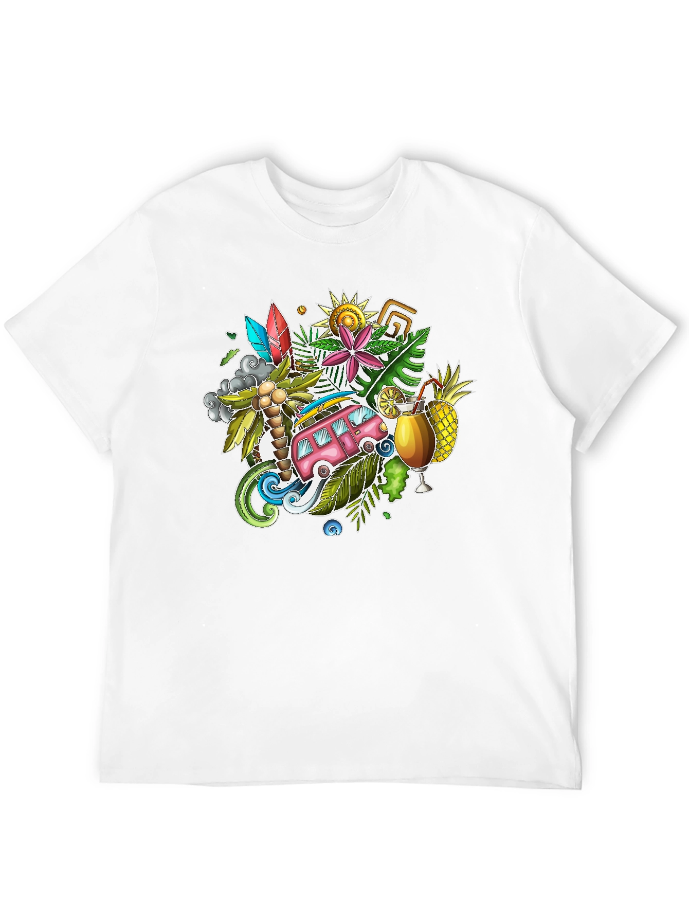 Tropical Island Vibes Graphic T-Shirt