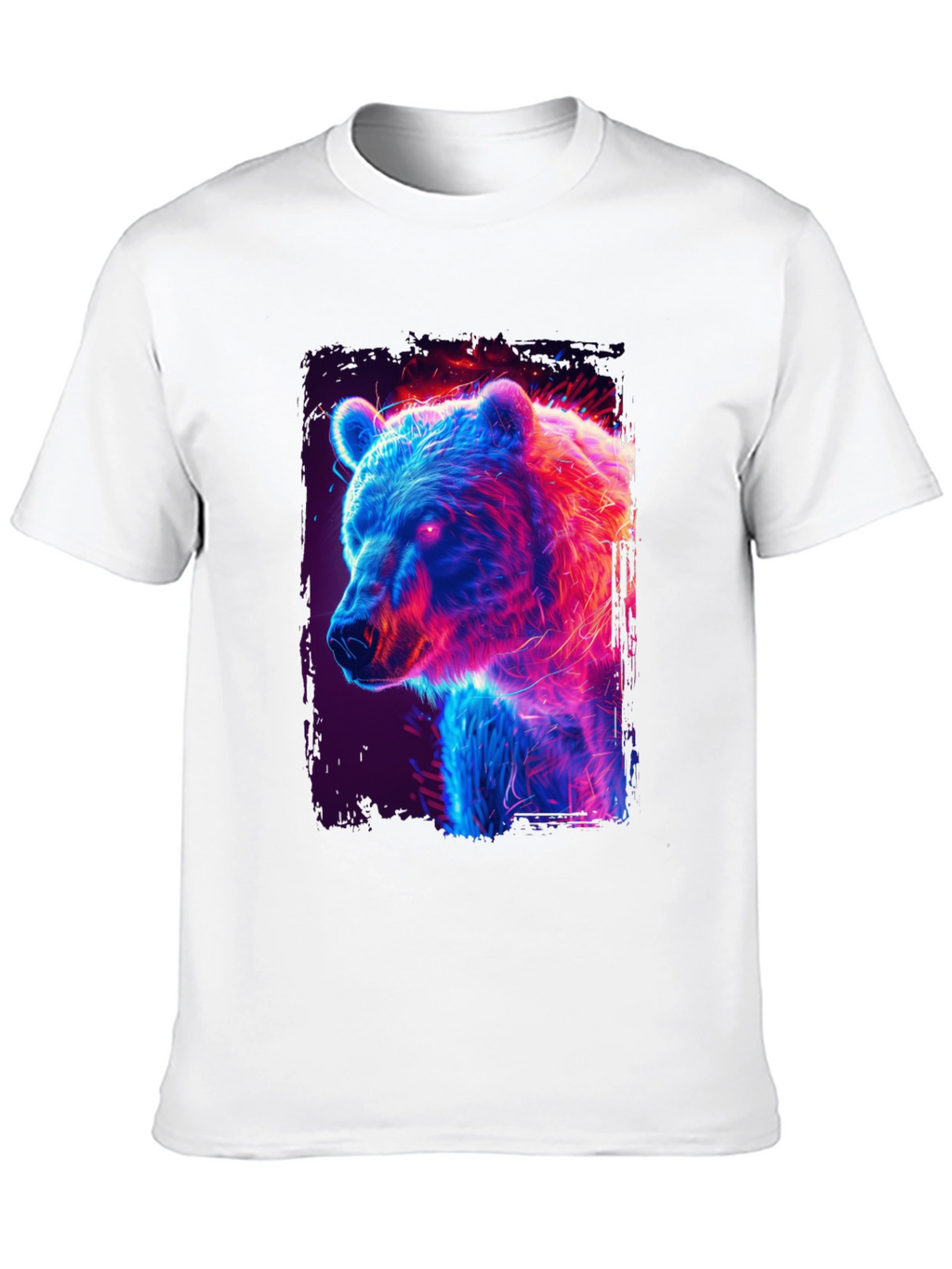 Neon Bear Graphic Black T-Shirt