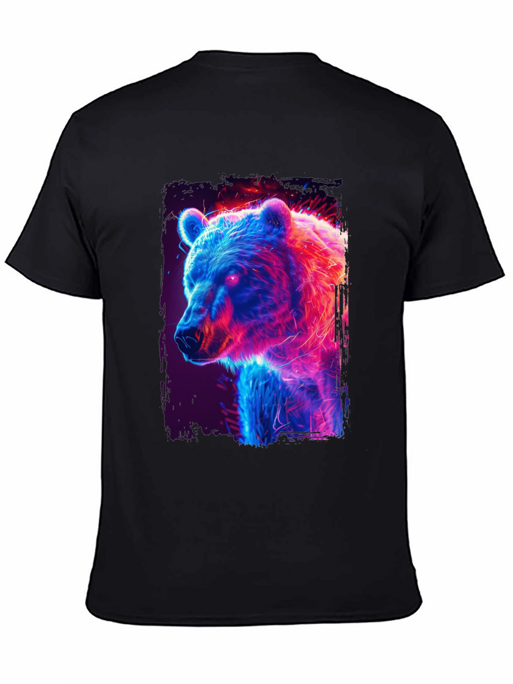 Neon Bear Graphic Black T-Shirt