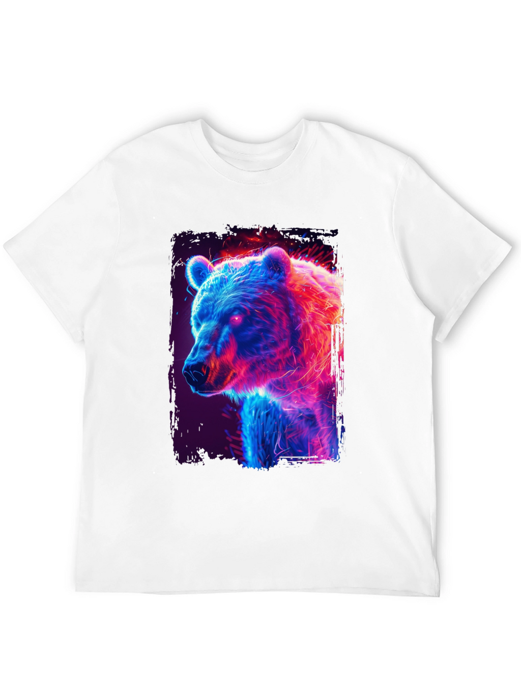 Neon Bear Graphic Black T-Shirt