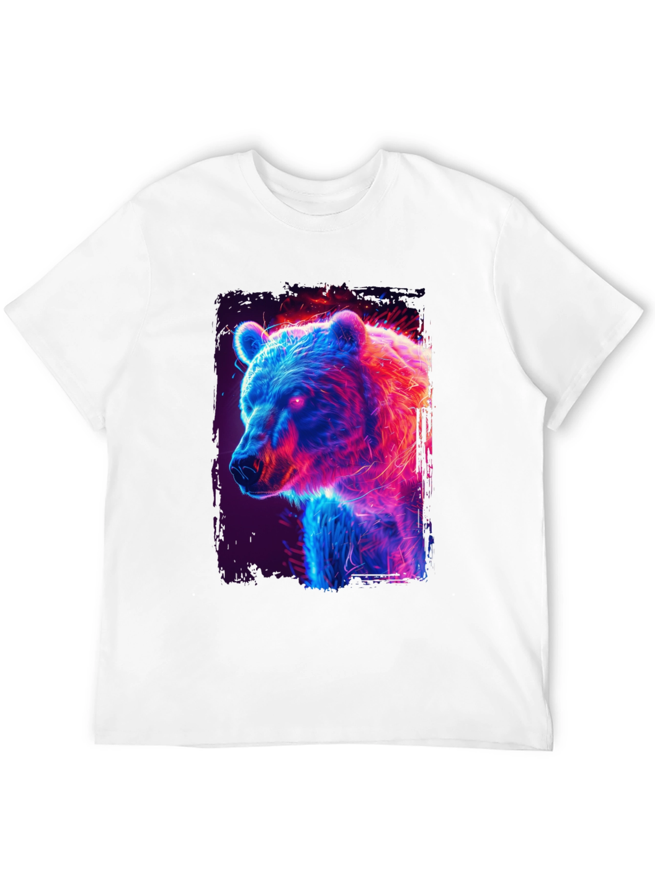 Neon Bear Graphic Black T-Shirt
