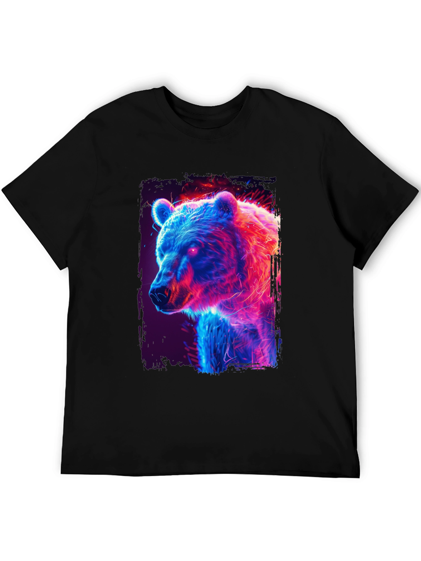 Neon Bear Graphic Black T-Shirt
