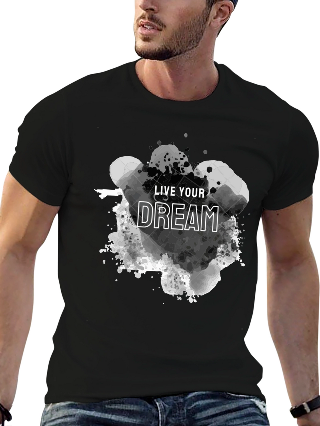 Live Your Dream Graphic Tee - Black Cotton T-Shirt