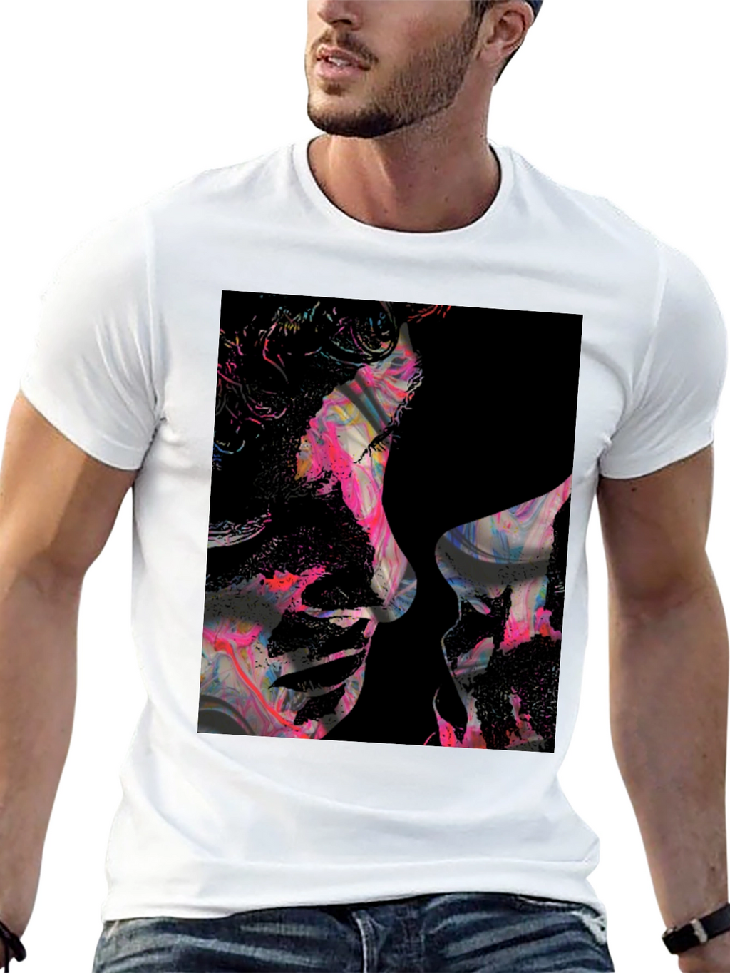 Abstract Kiss Black Graphic Tee