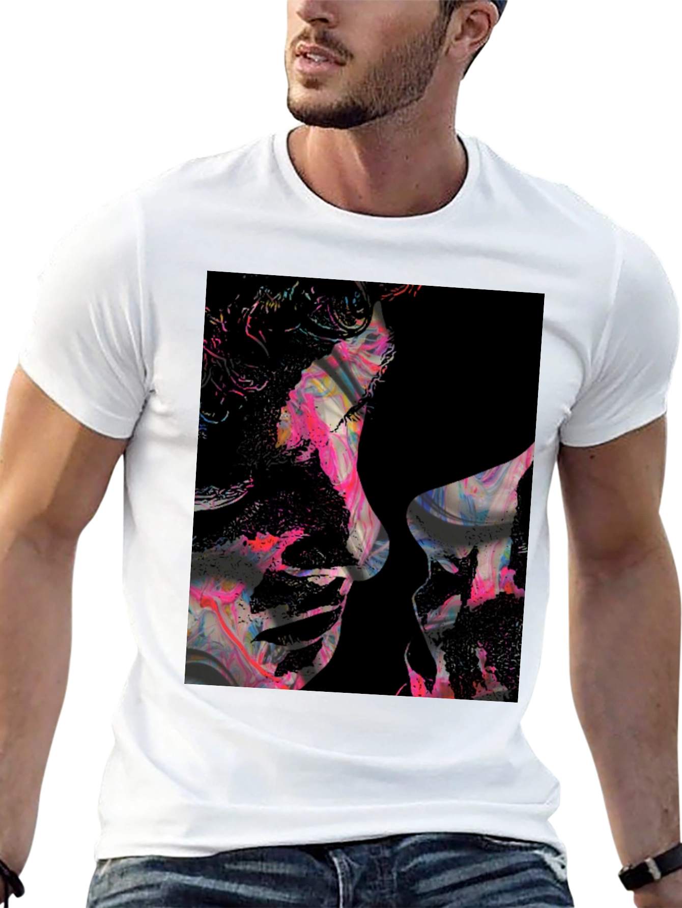 Abstract Kiss Black Graphic Tee