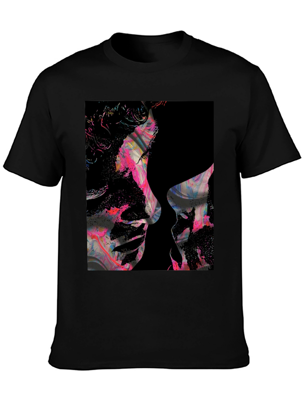 Abstract Kiss Black Graphic Tee