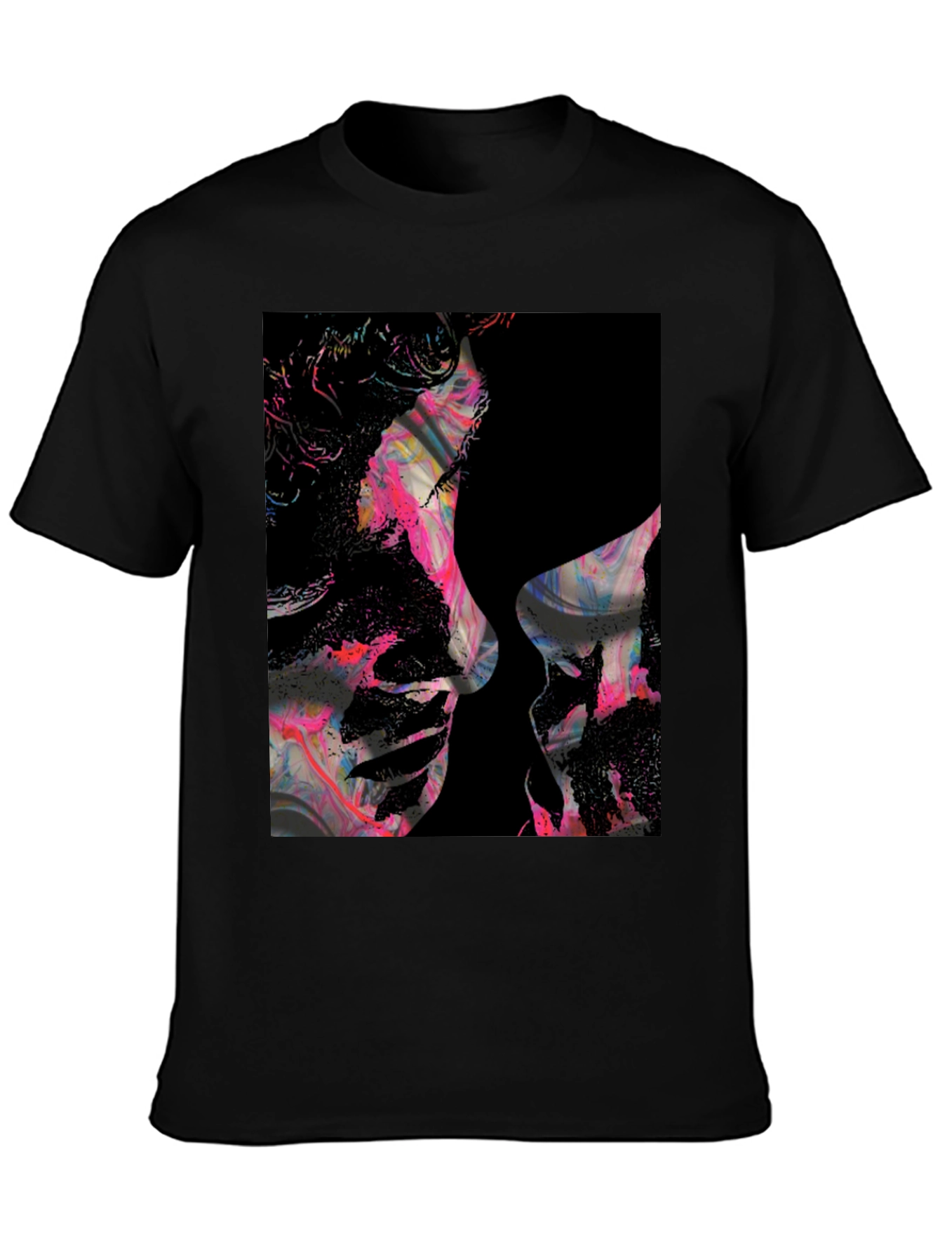Abstract Kiss Black Graphic Tee