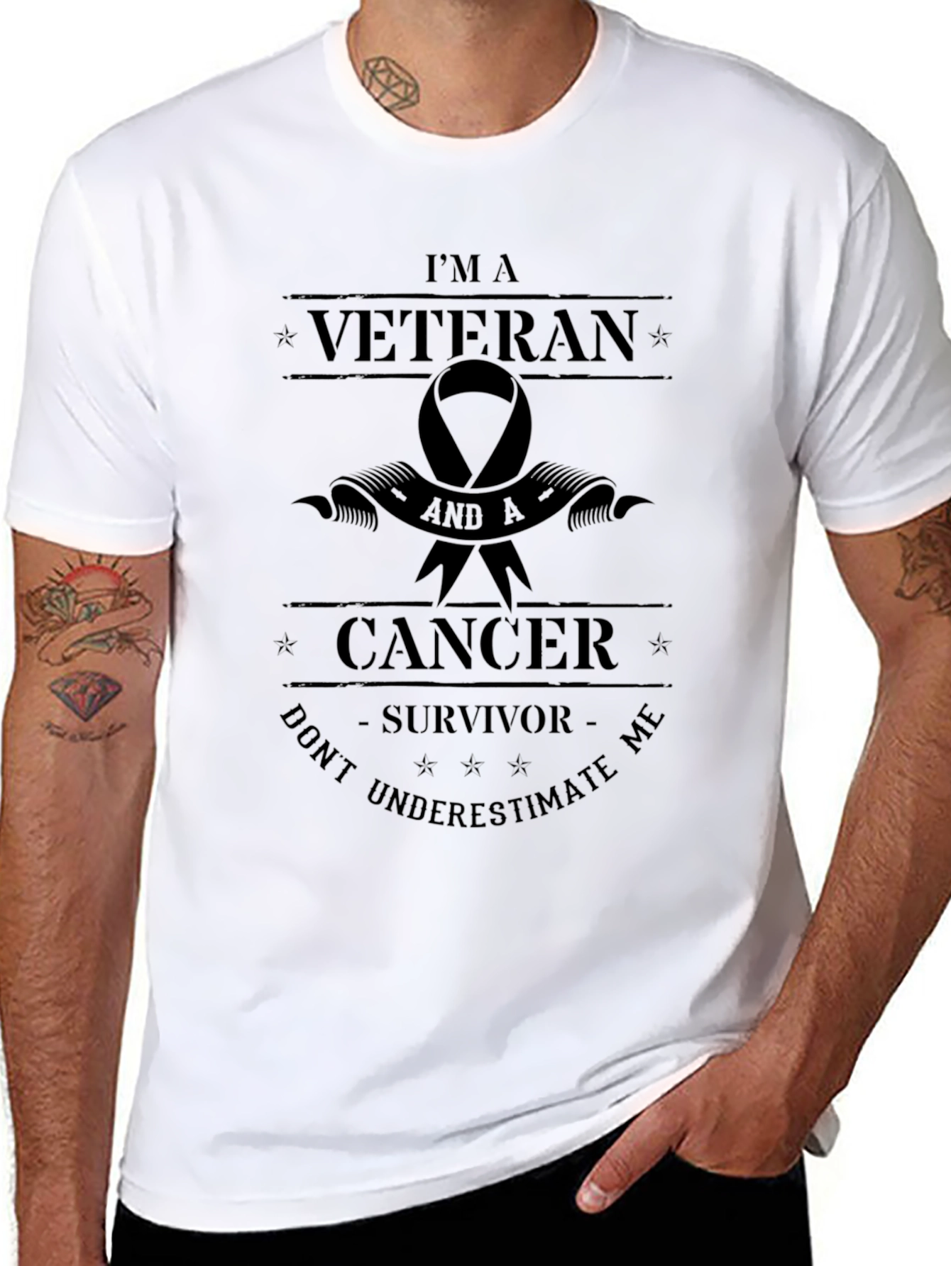 Veteran Cancer Survivor T-Shirt - Dont Underestimate Me