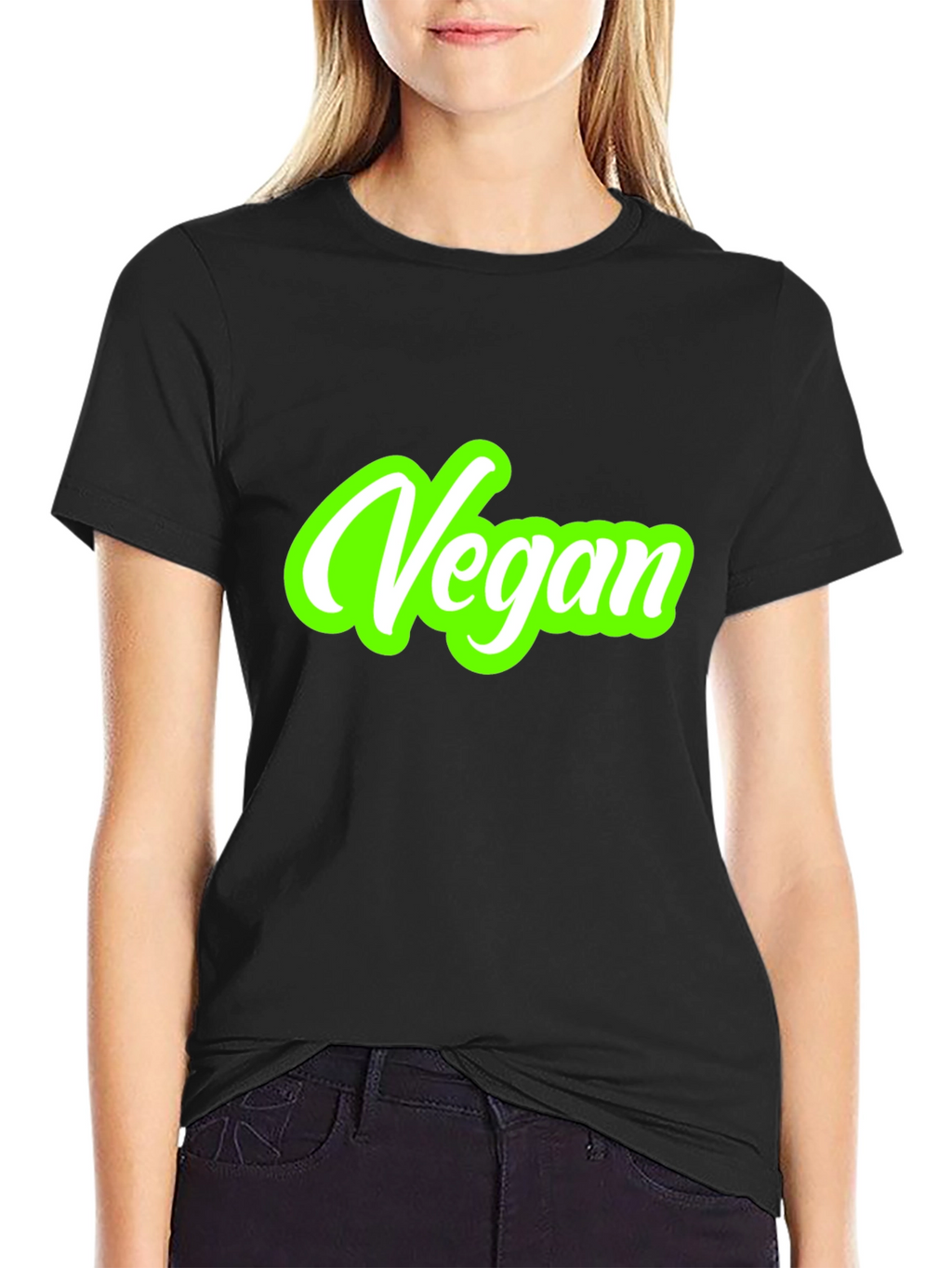 Vegan Graphic Tee - Black Cotton T-Shirt