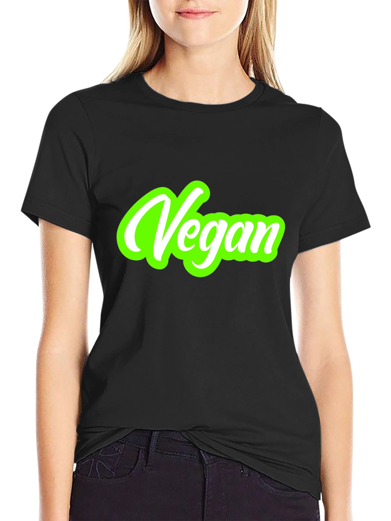 Vegan Graphic Tee - Black Cotton T-Shirt