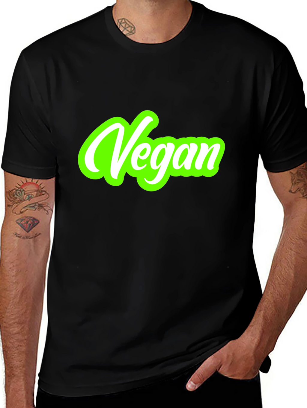 Vegan Graphic Tee - Black Cotton T-Shirt