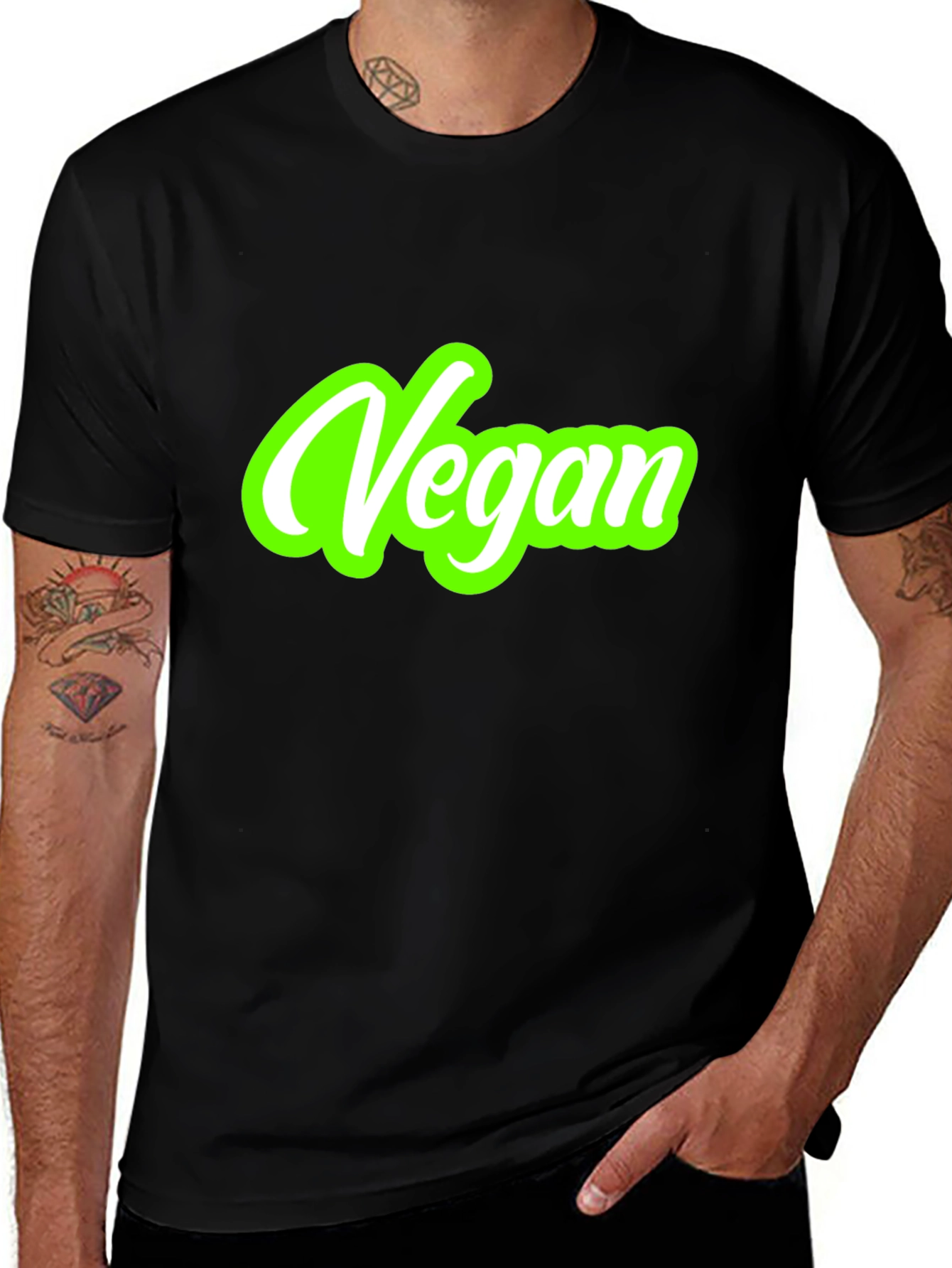 Vegan Graphic Tee - Black Cotton T-Shirt