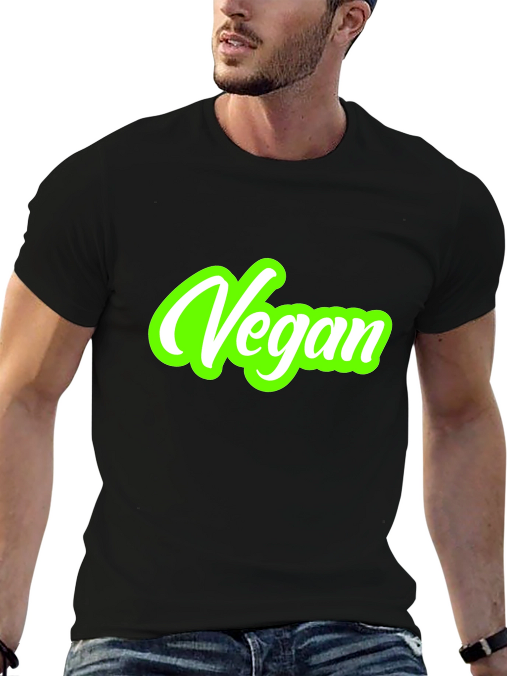 Vegan Graphic Tee - Black Cotton T-Shirt