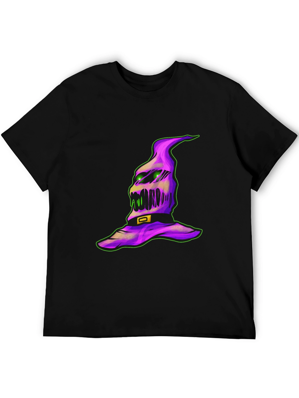 Spooky Halloween Hat Graphic Tee - Black Cotton Shirt