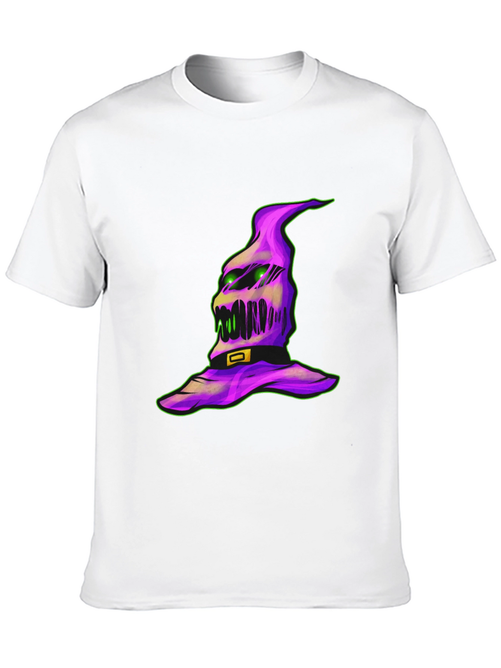Spooky Halloween Hat Graphic Tee - Black Cotton Shirt