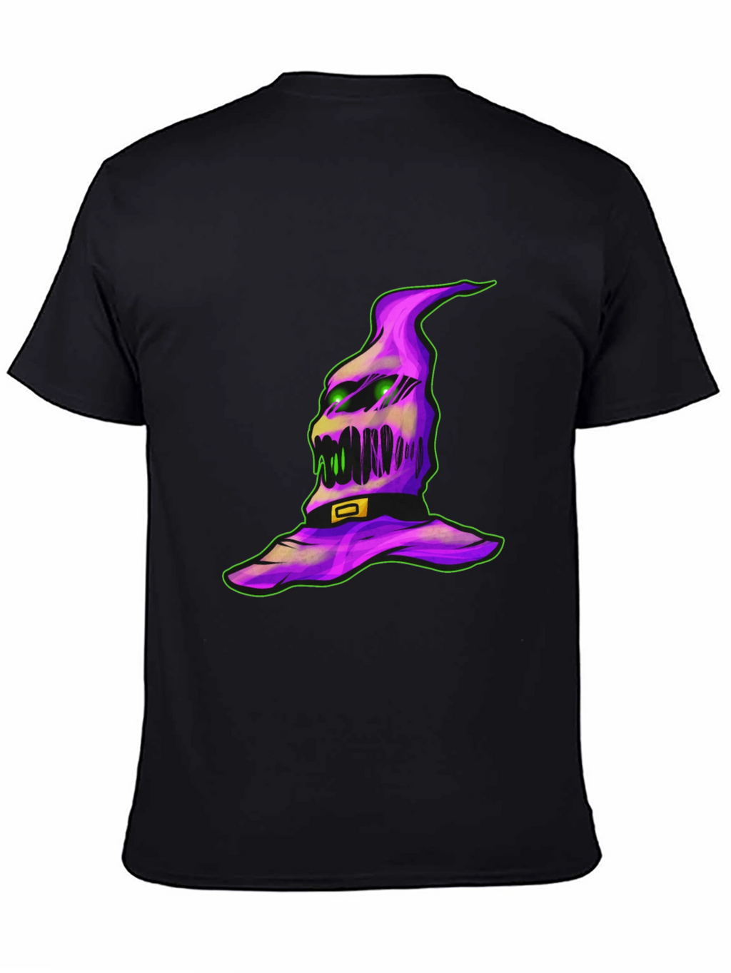 Spooky Halloween Hat Graphic Tee - Black Cotton Shirt