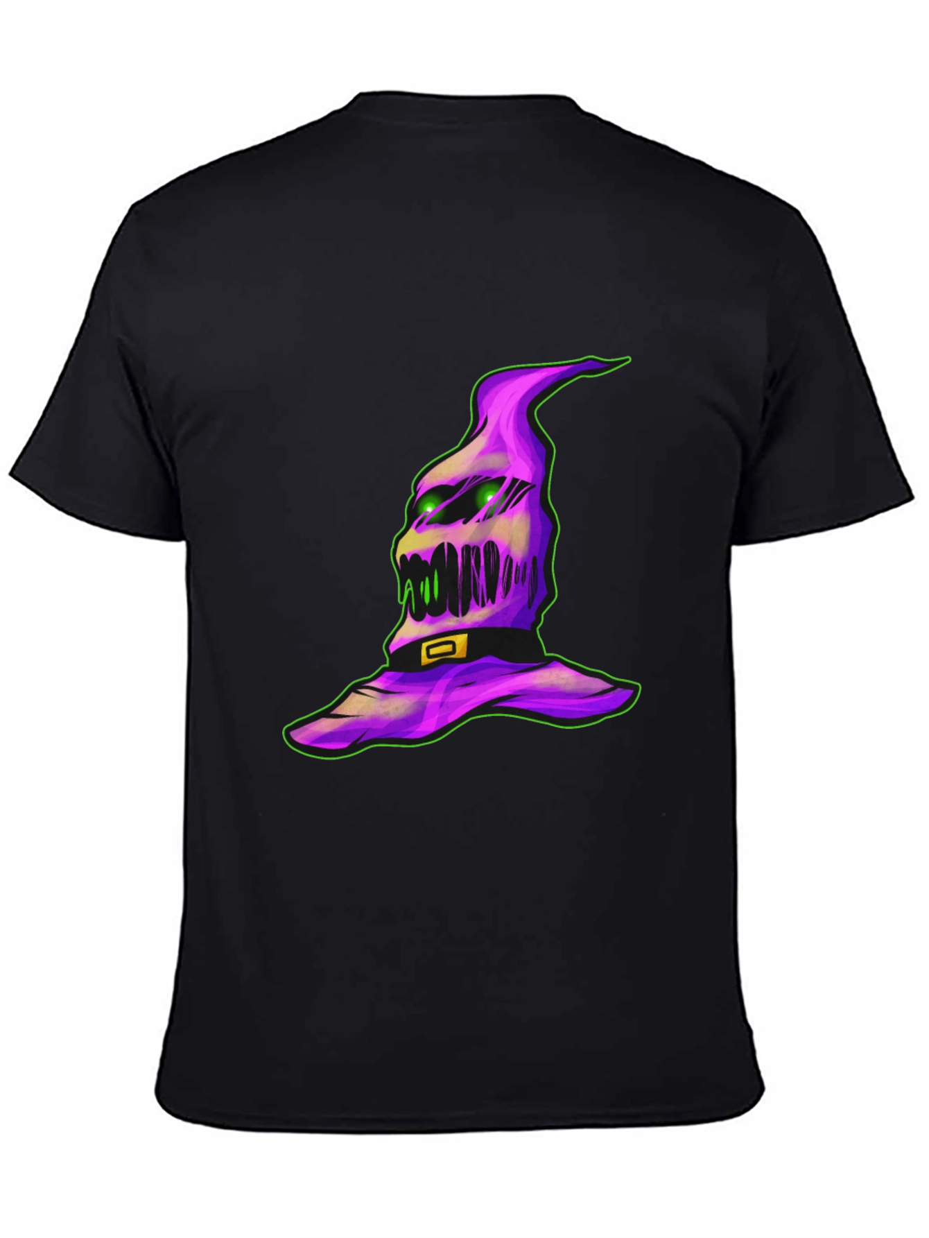Spooky Halloween Hat Graphic Tee - Black Cotton Shirt