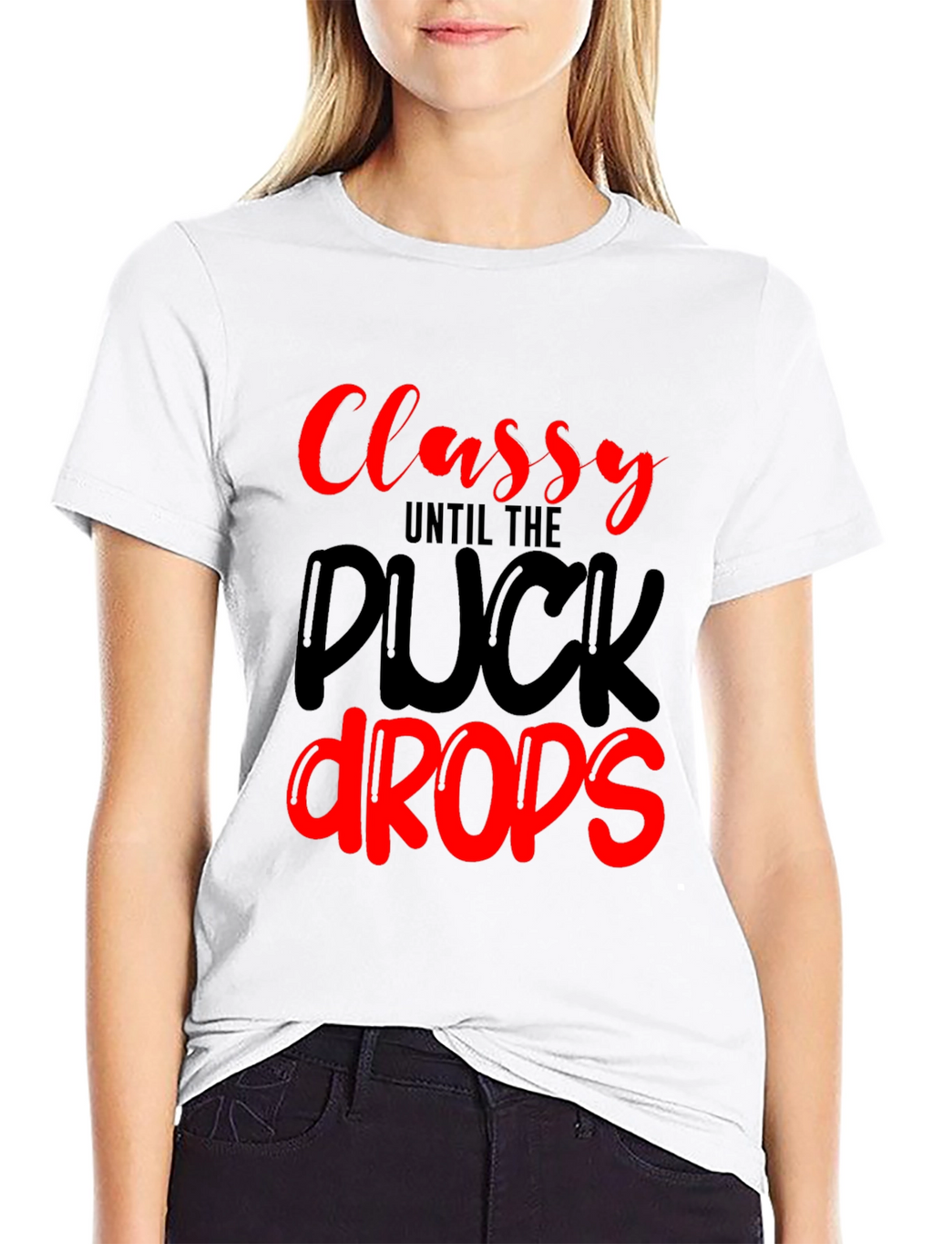 Classy Until The Puck Drops Black Graphic Tee