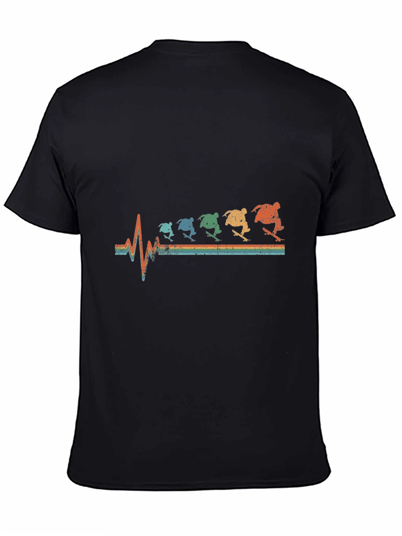 Skateboarding Heartbeat Graphic Tee - Black