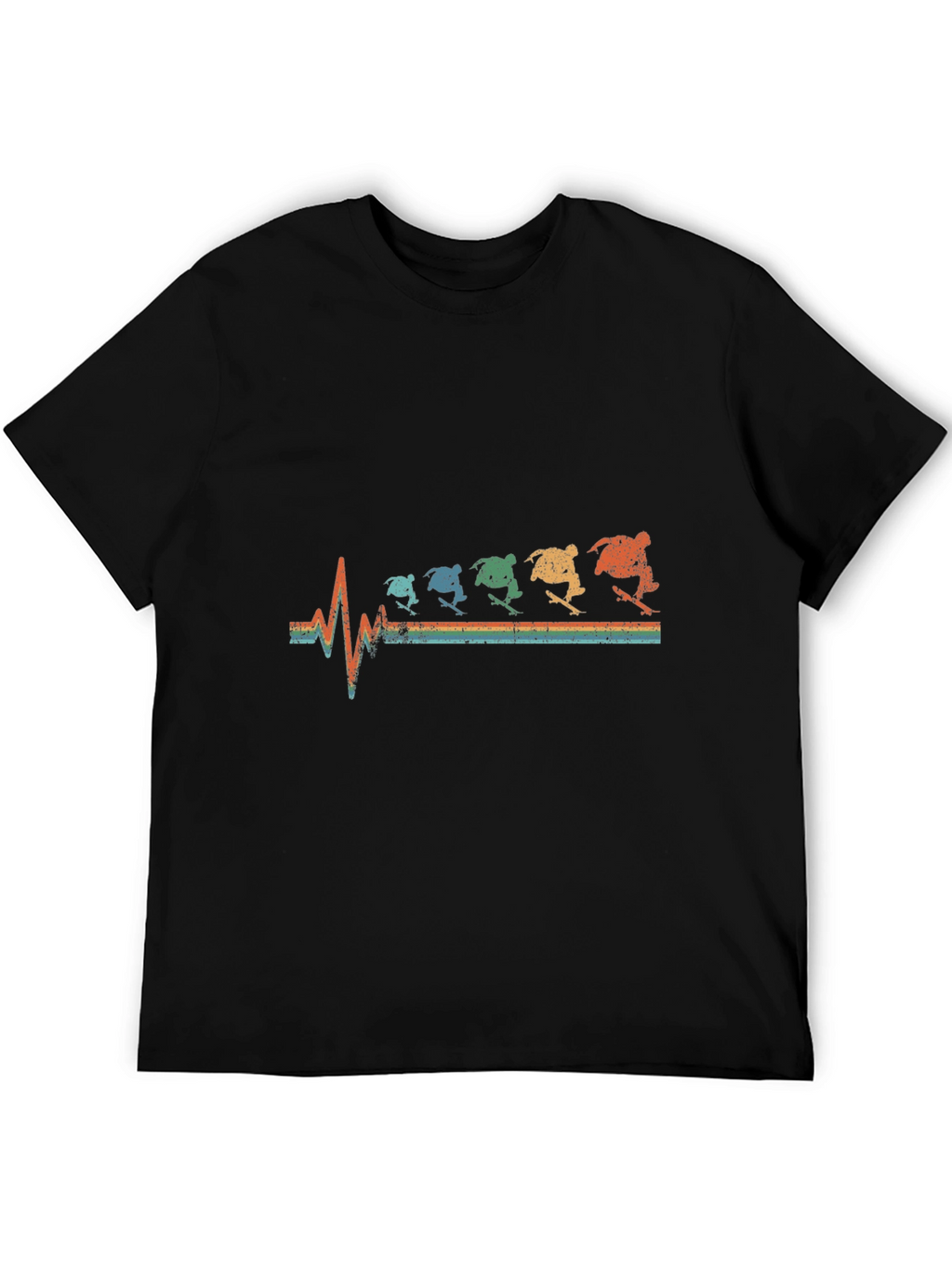 Skateboarding Heartbeat Graphic Tee - Black