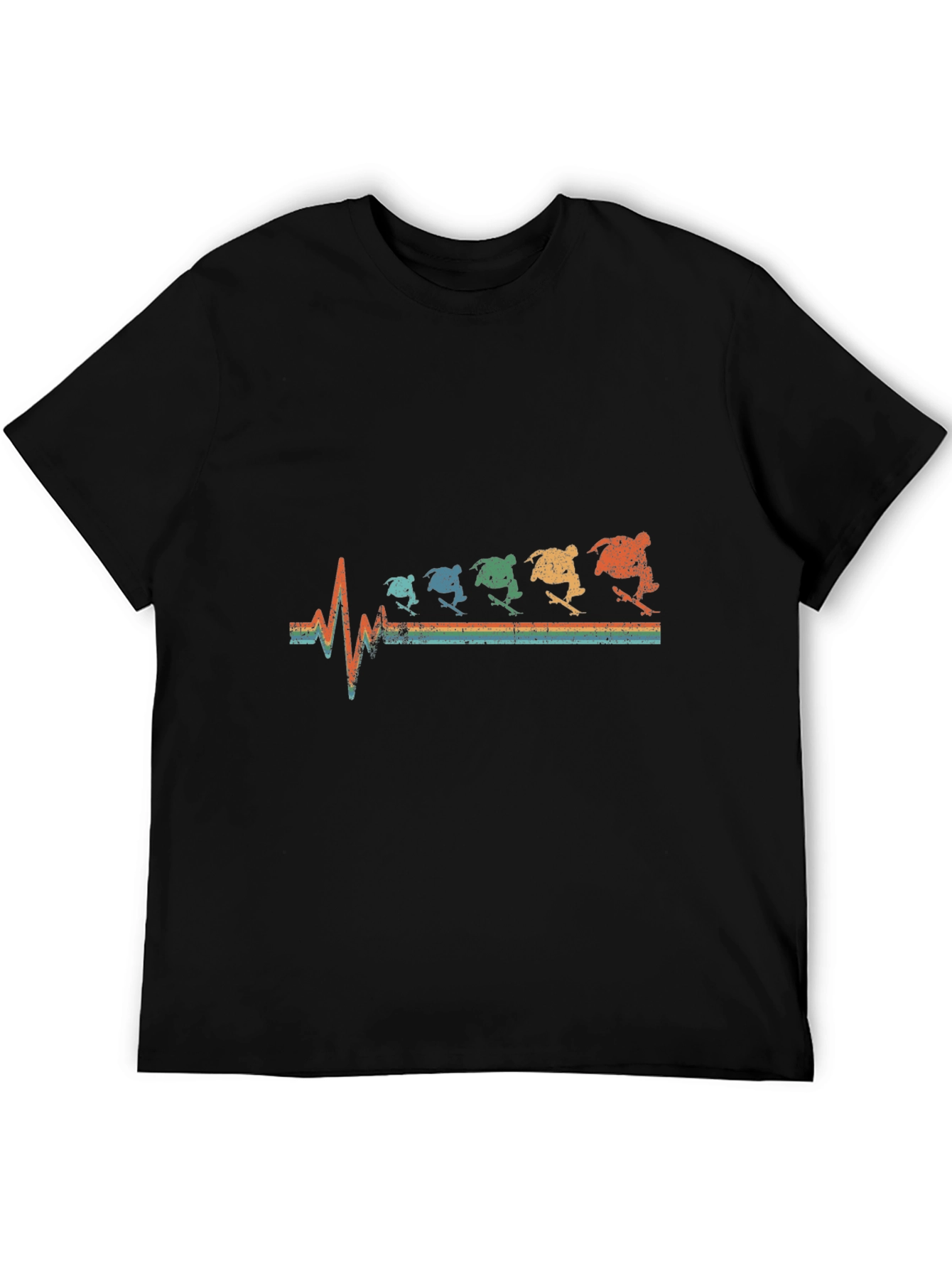 Skateboarding Heartbeat Graphic Tee - Black