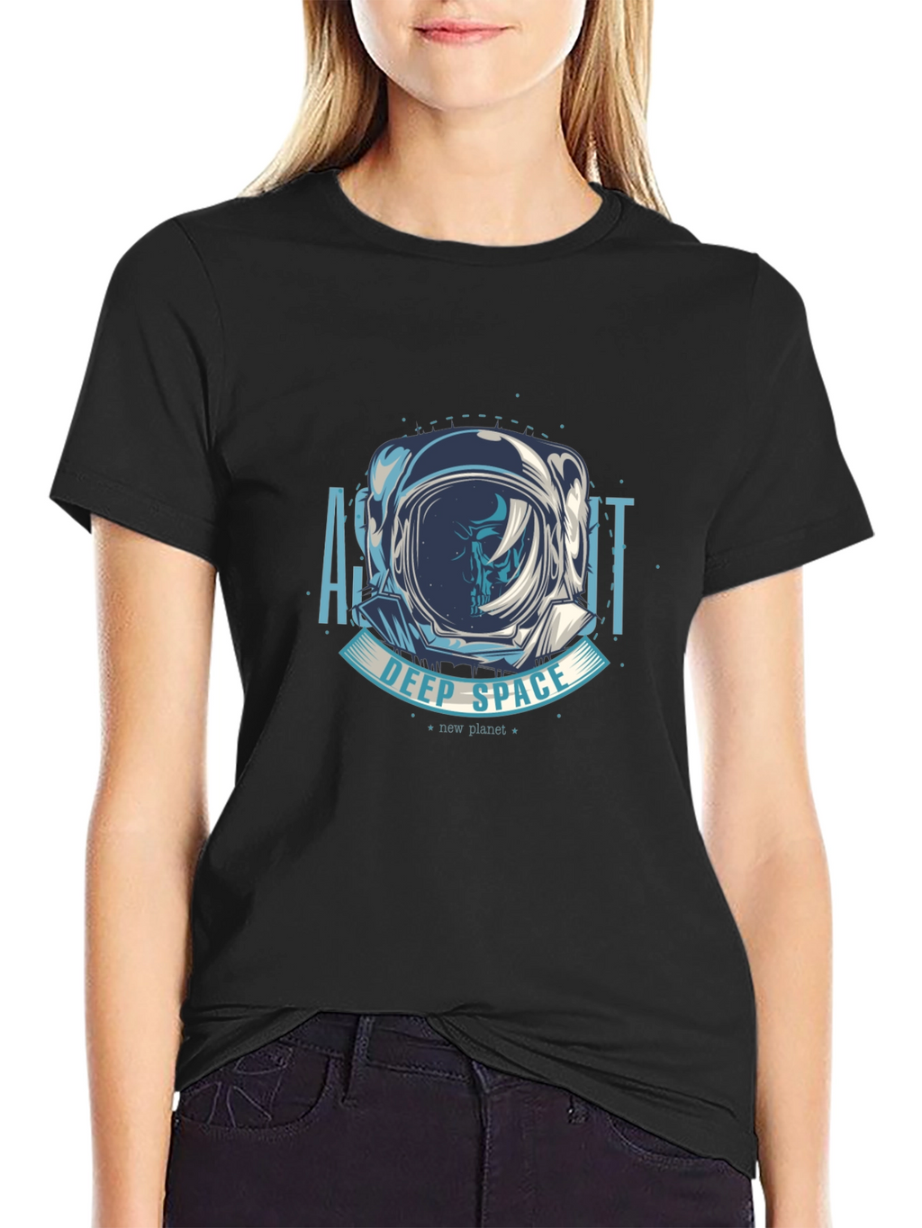 Astronaut Deep Space Graphic T-Shirt - Black