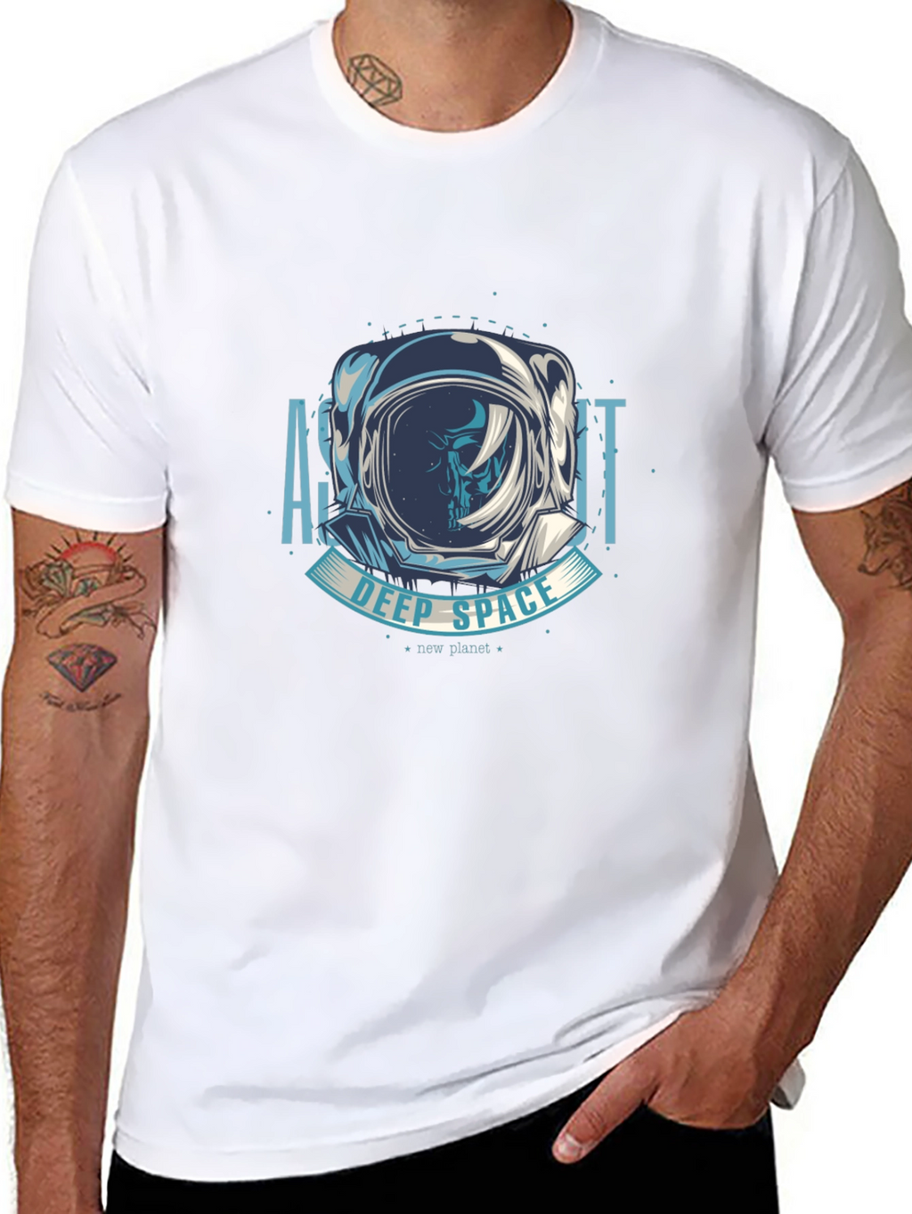 Astronaut Deep Space Graphic T-Shirt - Black