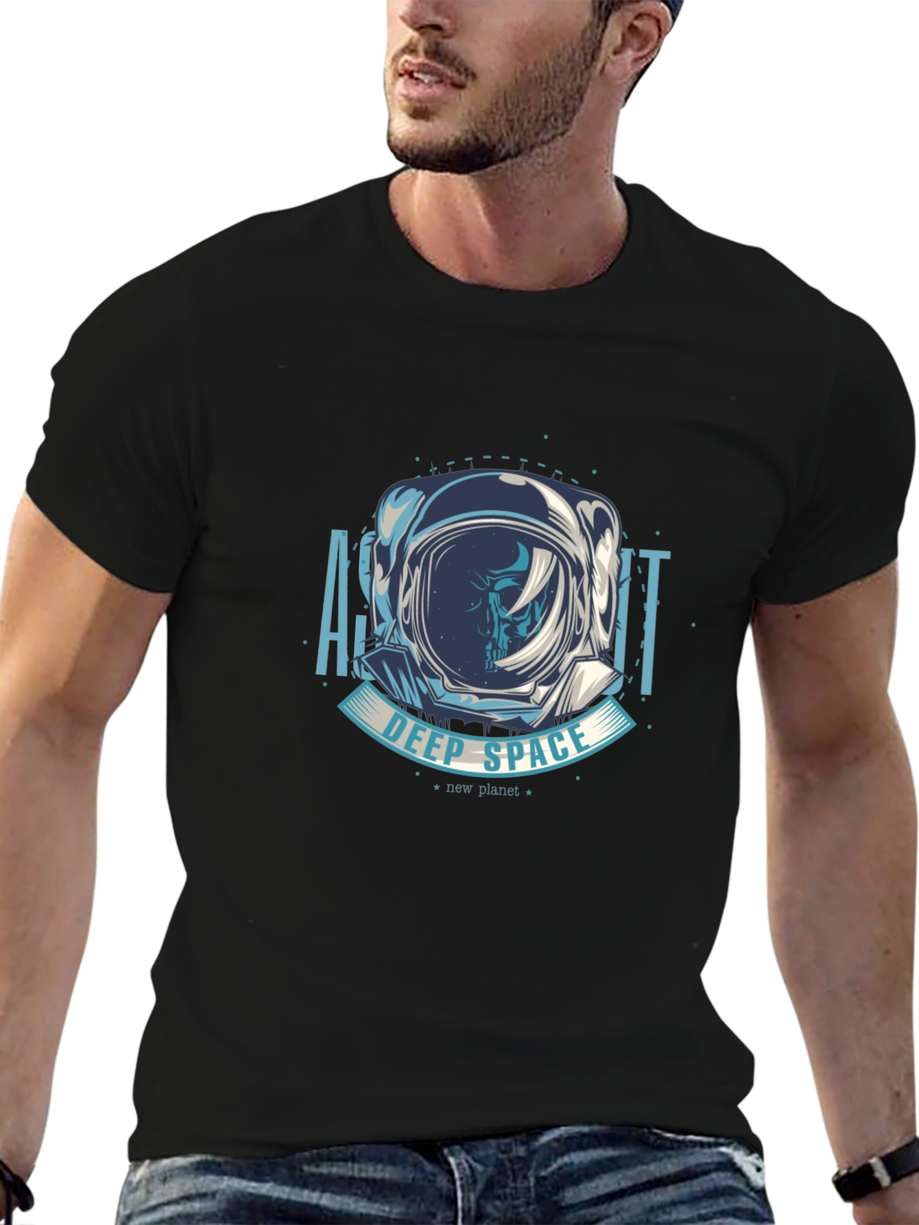 Astronaut Deep Space Graphic T-Shirt - Black