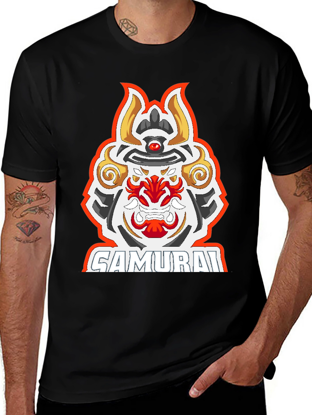 Samurai Graphic Tee - Mens Black T-Shirt