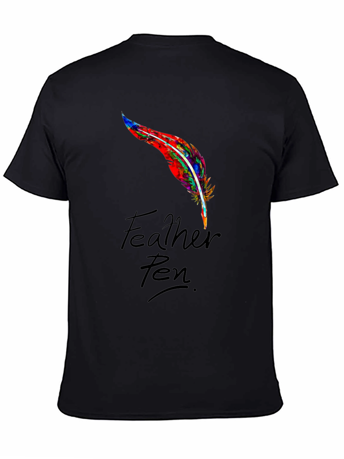 Feather Pen Graphic Tee - Colorful Writers Shirt
