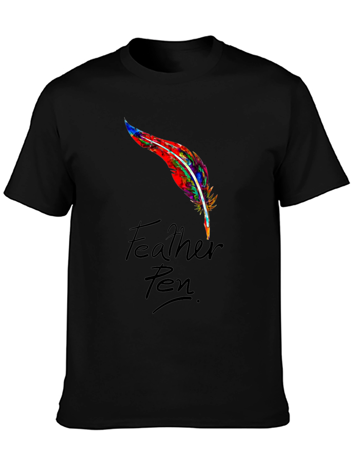 Feather Pen Graphic Tee - Colorful Writers Shirt