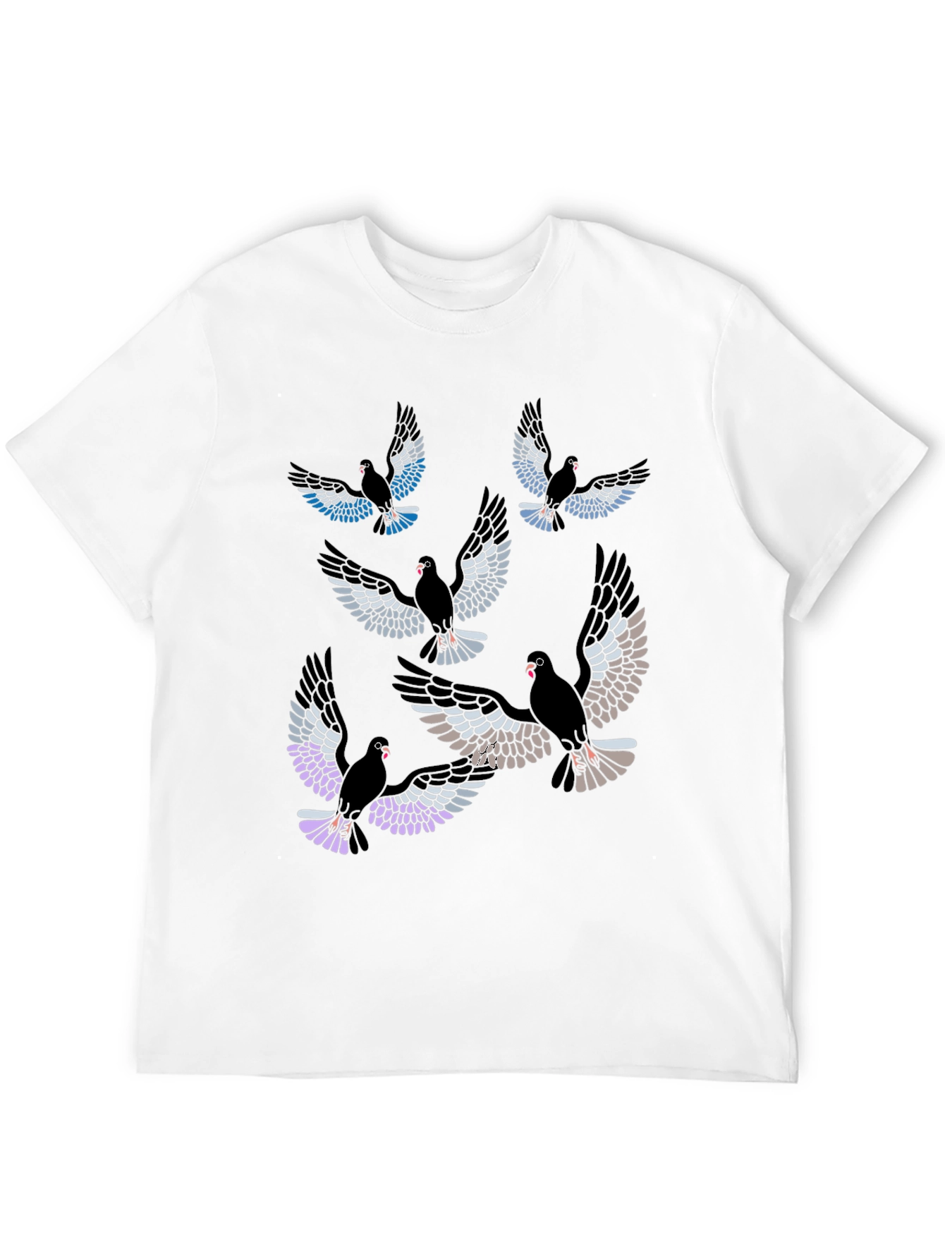 Pigeon Print Black T-Shirt