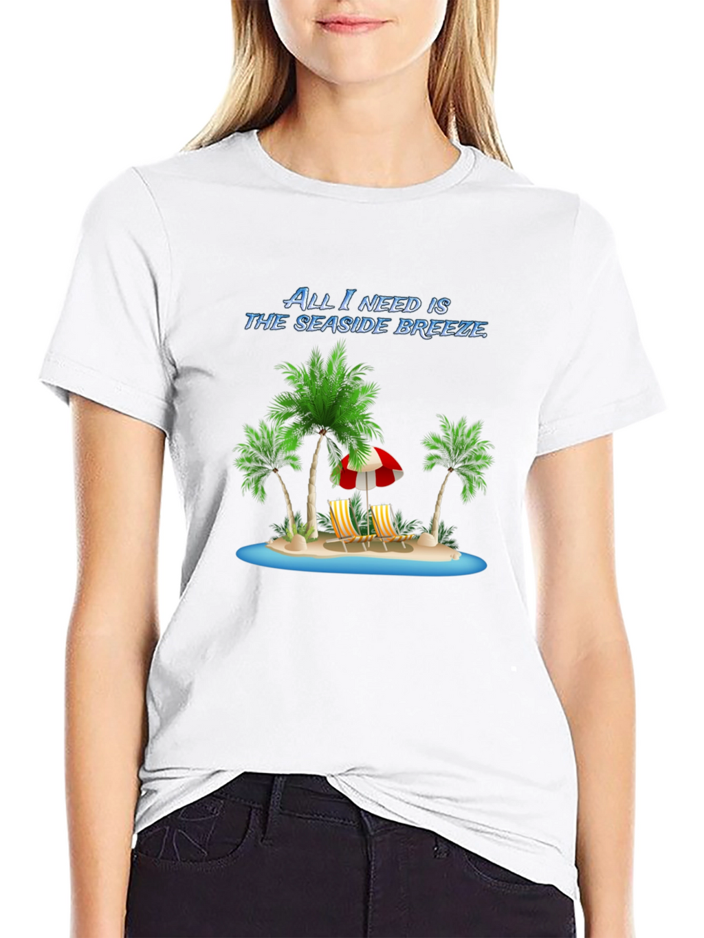 Seaside Breeze Black Graphic Tee