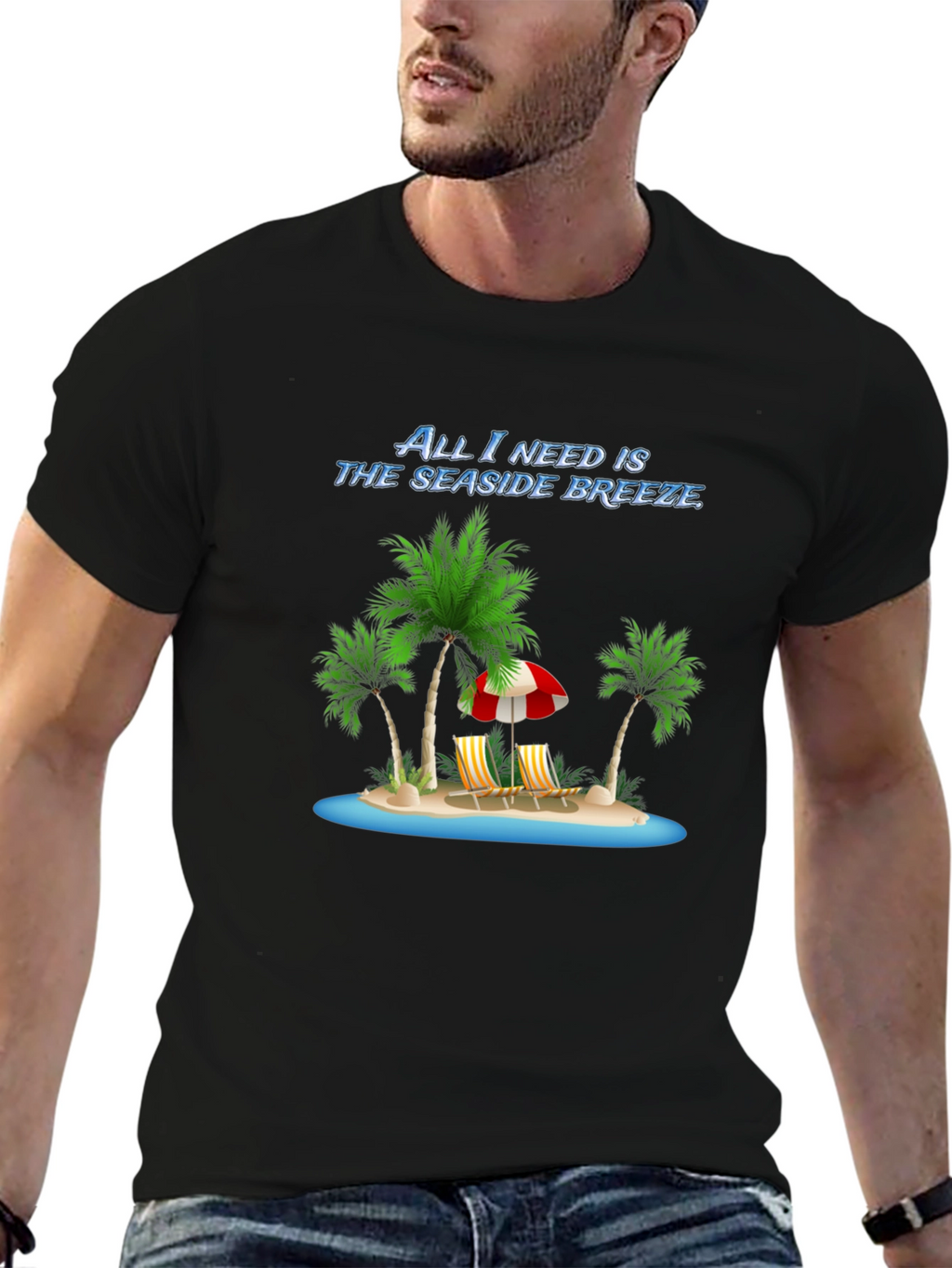 Seaside Breeze Black Graphic Tee
