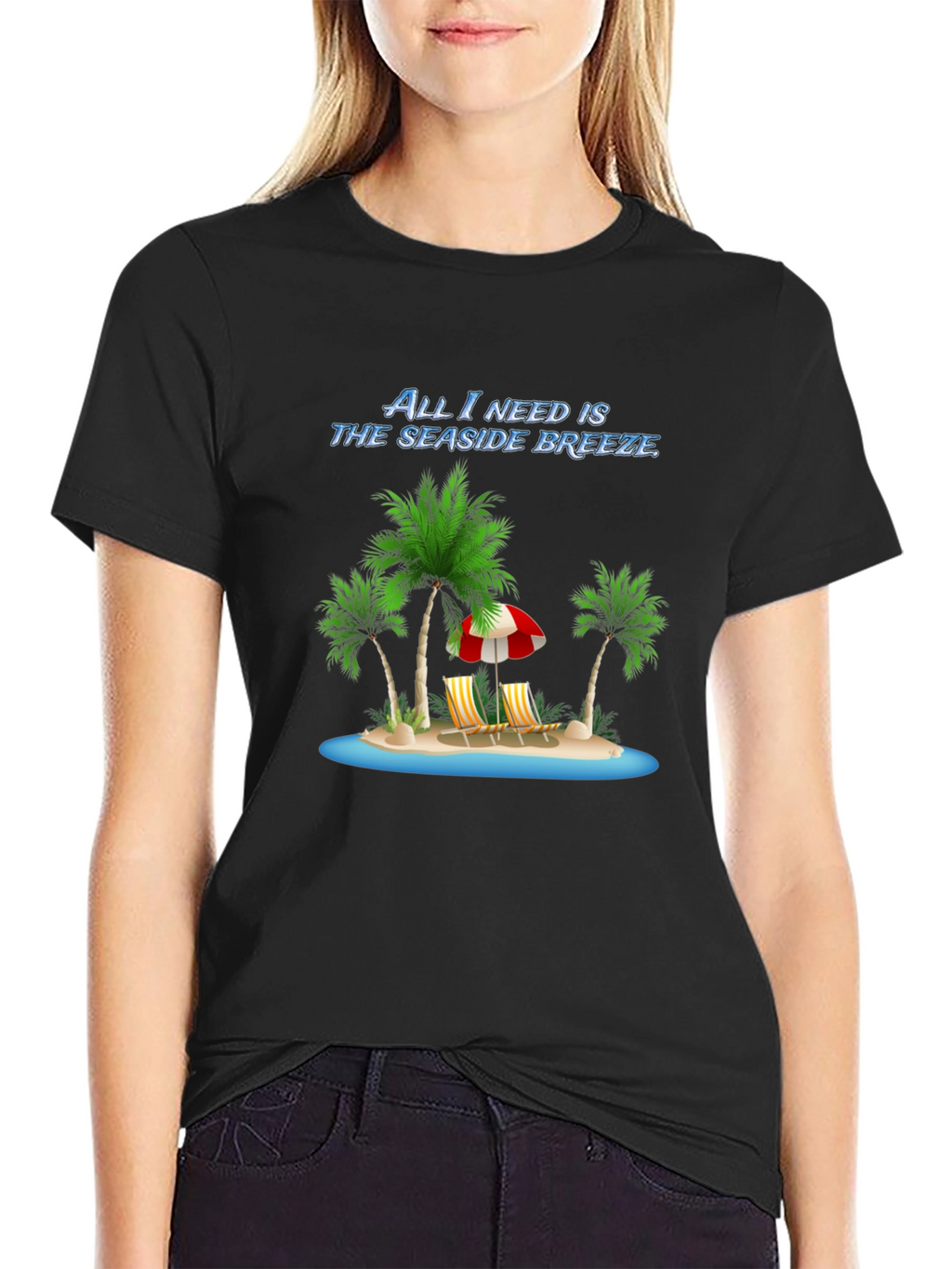 Seaside Breeze Black Graphic Tee