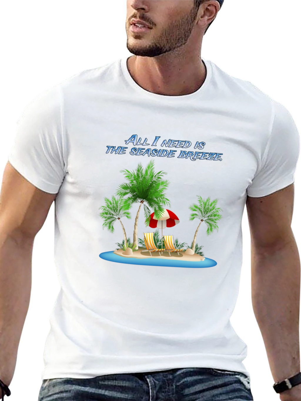 Seaside Breeze Black Graphic Tee