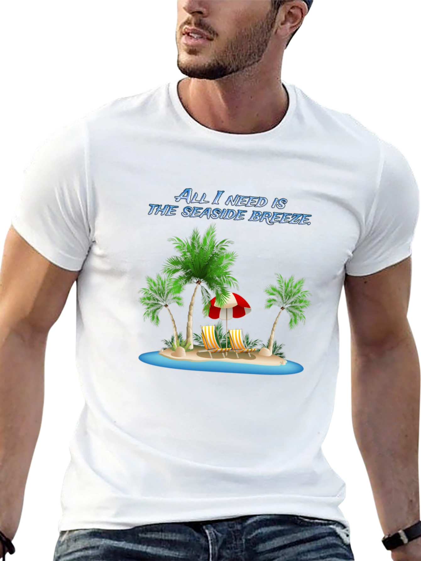 Seaside Breeze Black Graphic Tee