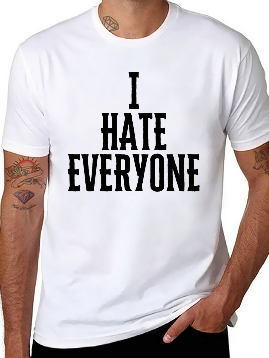 I Hate Everyone Graphic Tee - Black Crewneck T-Shirt
