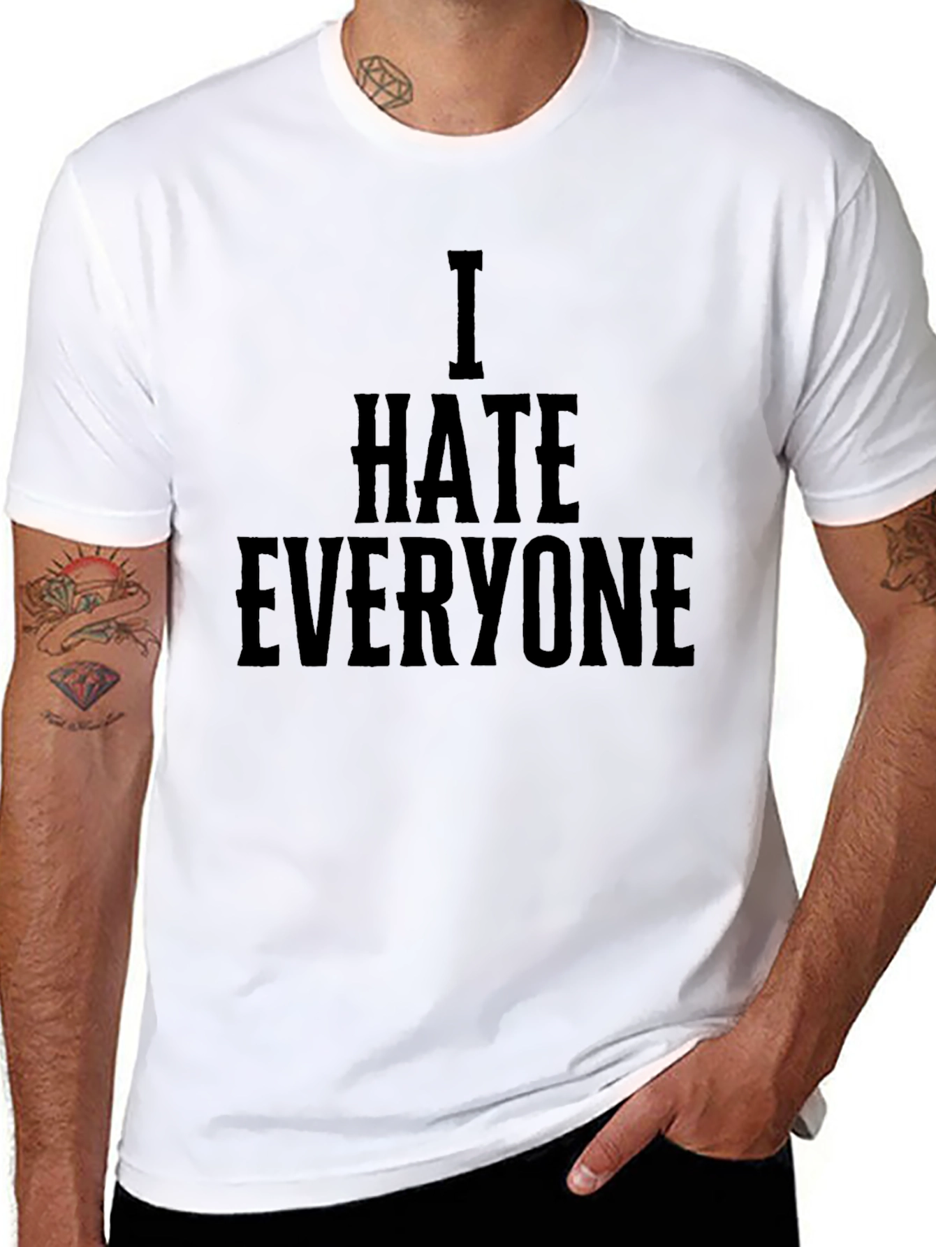 I Hate Everyone Graphic Tee - Black Crewneck T-Shirt