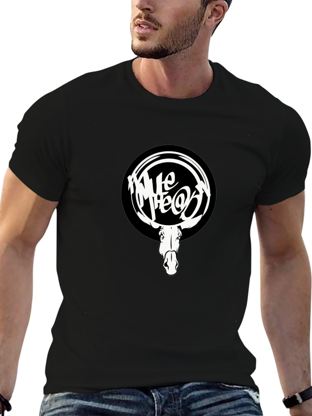 Cool Black T-Shirt with White Moose Graphic