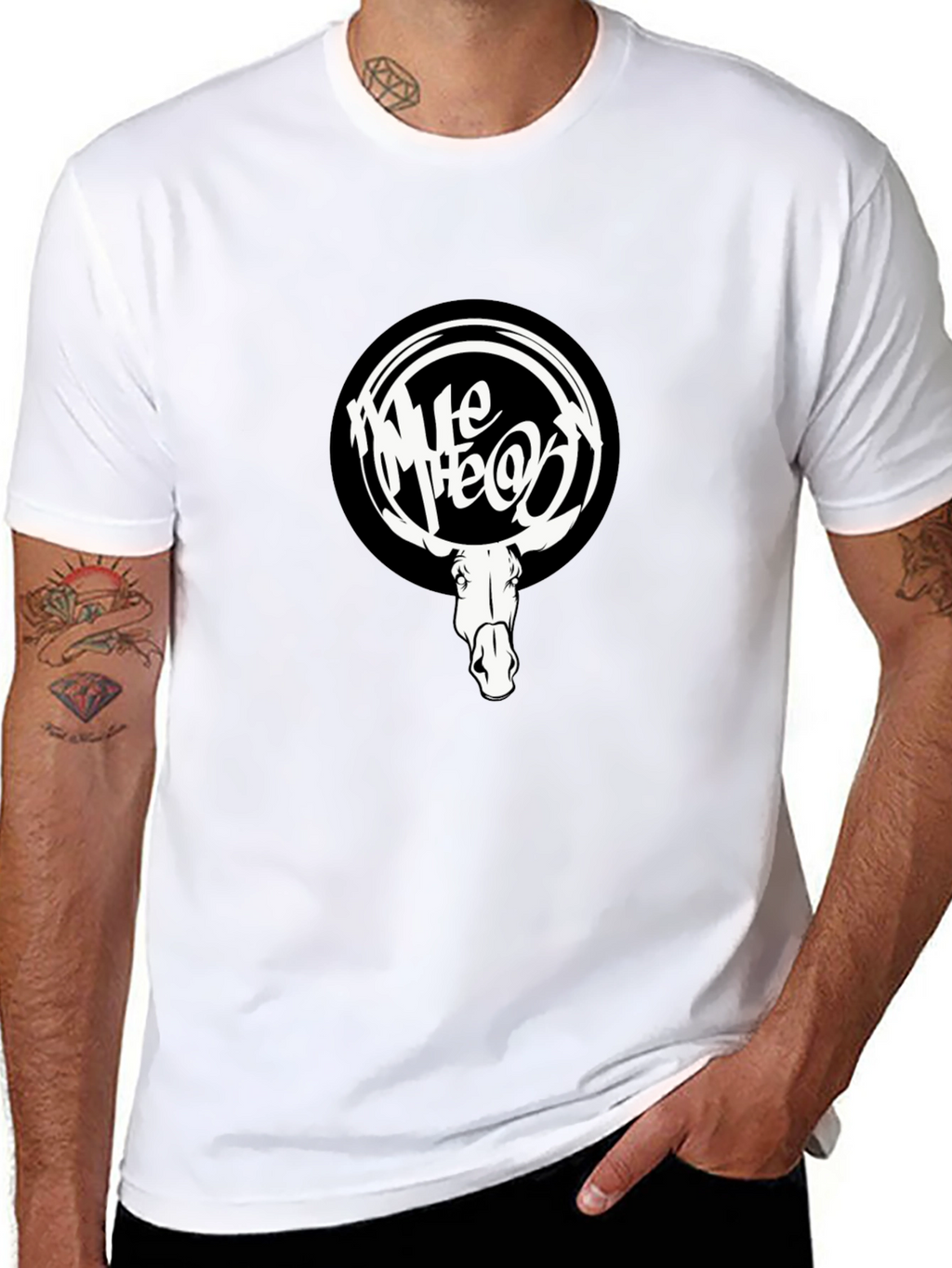 Cool Black T-Shirt with White Moose Graphic