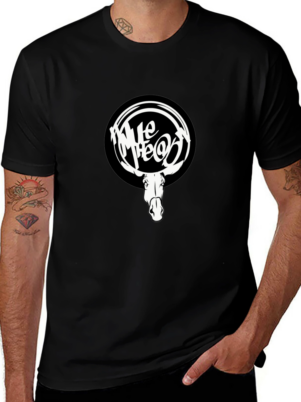 Cool Black T-Shirt with White Moose Graphic