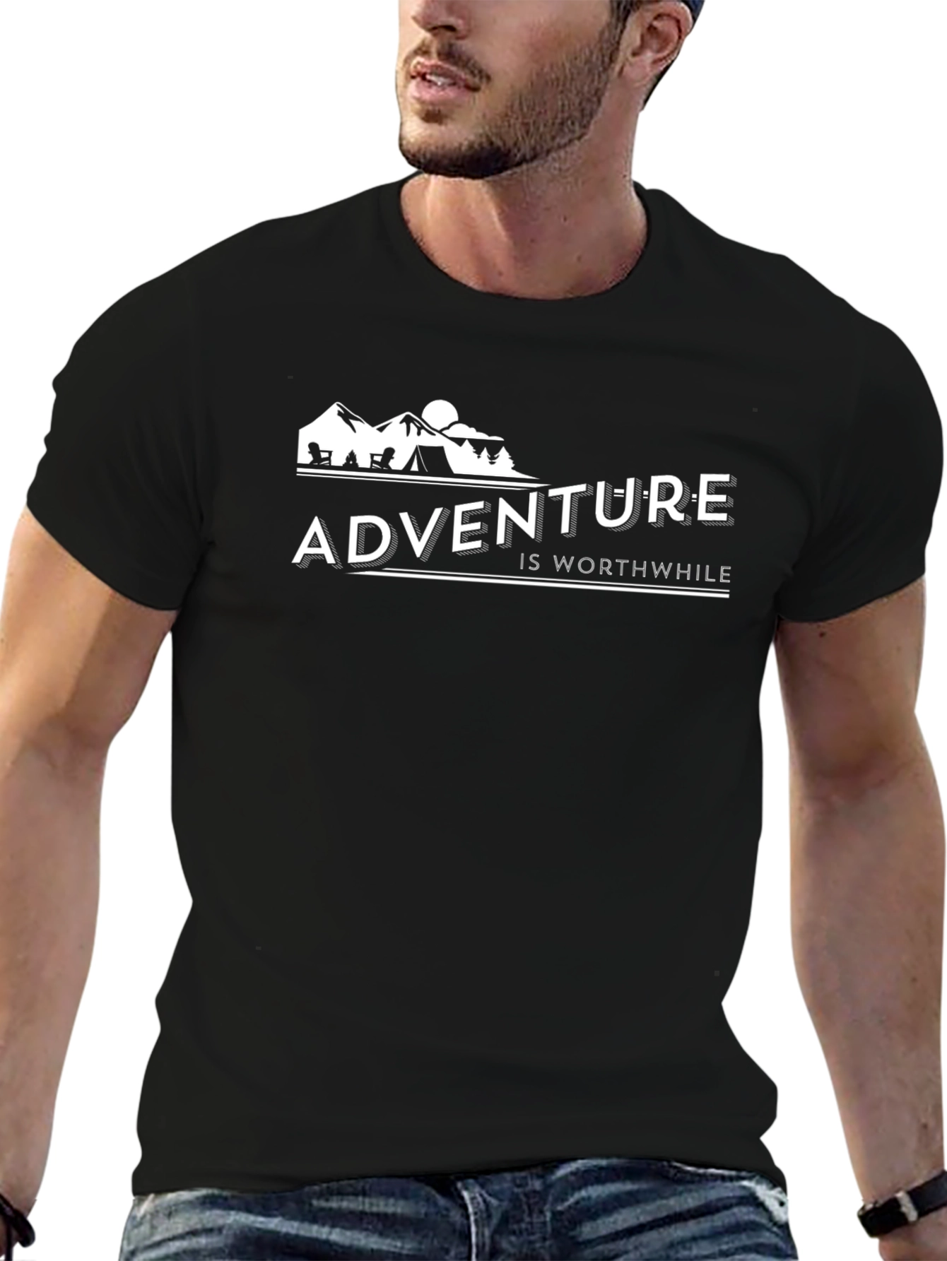 Adventure is Worthwhile Black Graphic Tee